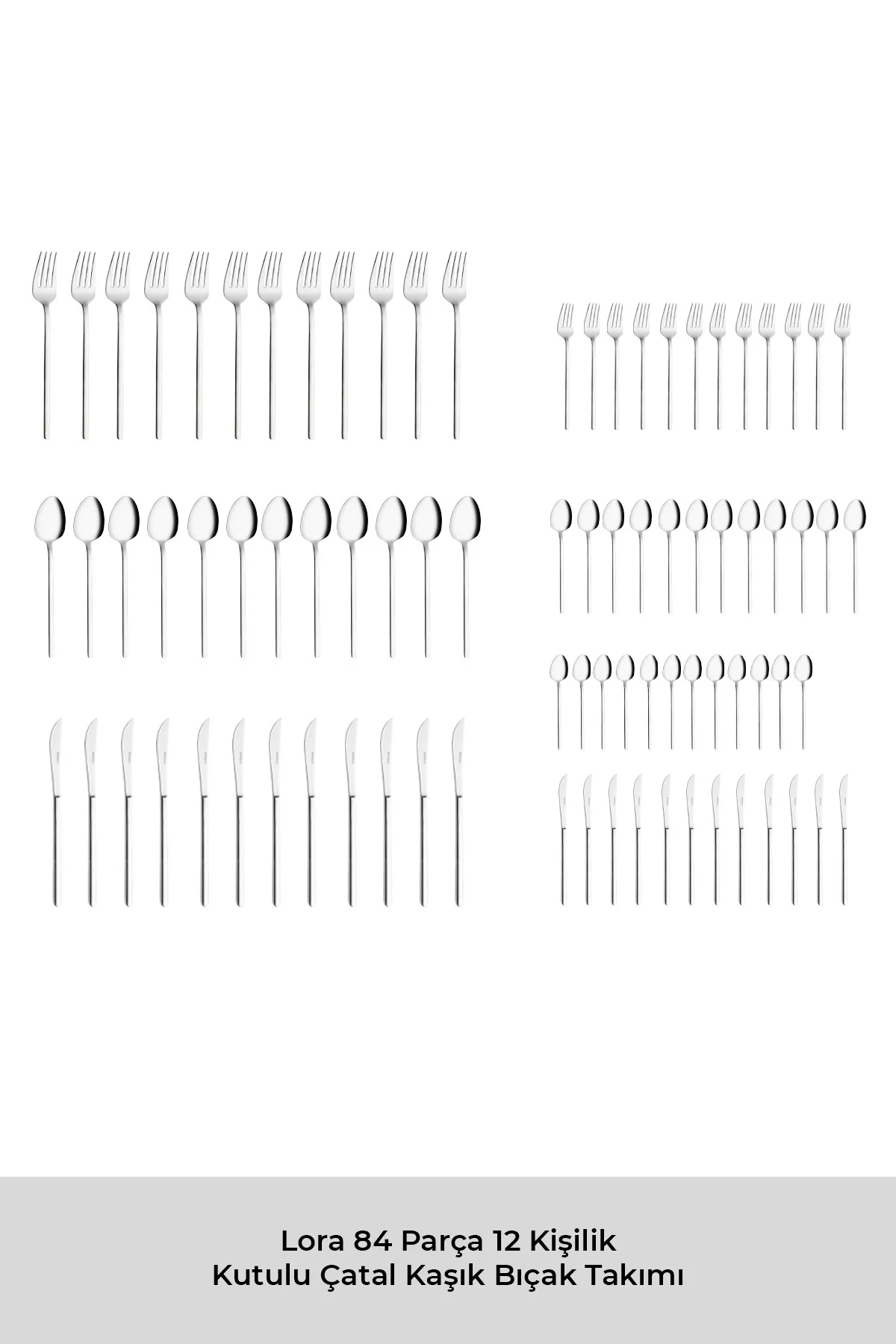 Lora 84 Parça 12 Kişilik Kutulu Çatal Kaşık Bıçak Takımı