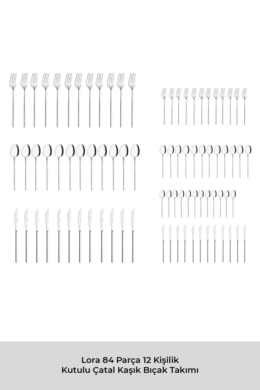 Lora 84 Parça 12 Kişilik Kutulu Çatal Kaşık Bıçak Takımı