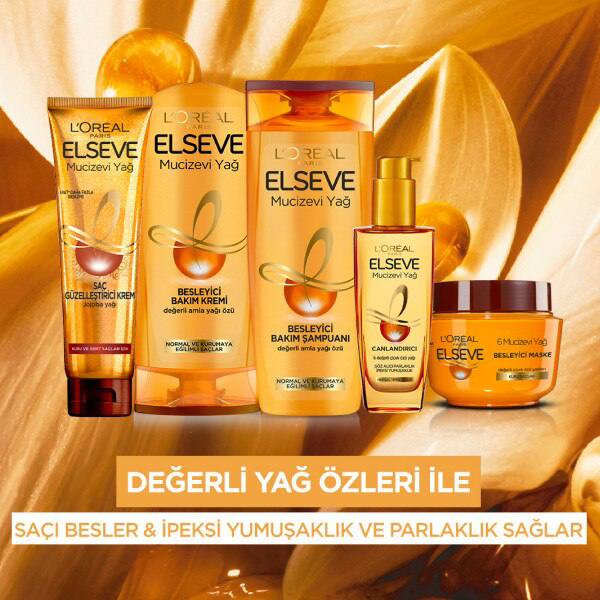 L'Oréal Elseve Şampuan 360 ml Mucizevi Yağ Besleyici Bakım Değerl L'Oréal Elseve Şampuan 360 ml Mucizevi Yağ Besleyici Bakım Değerl