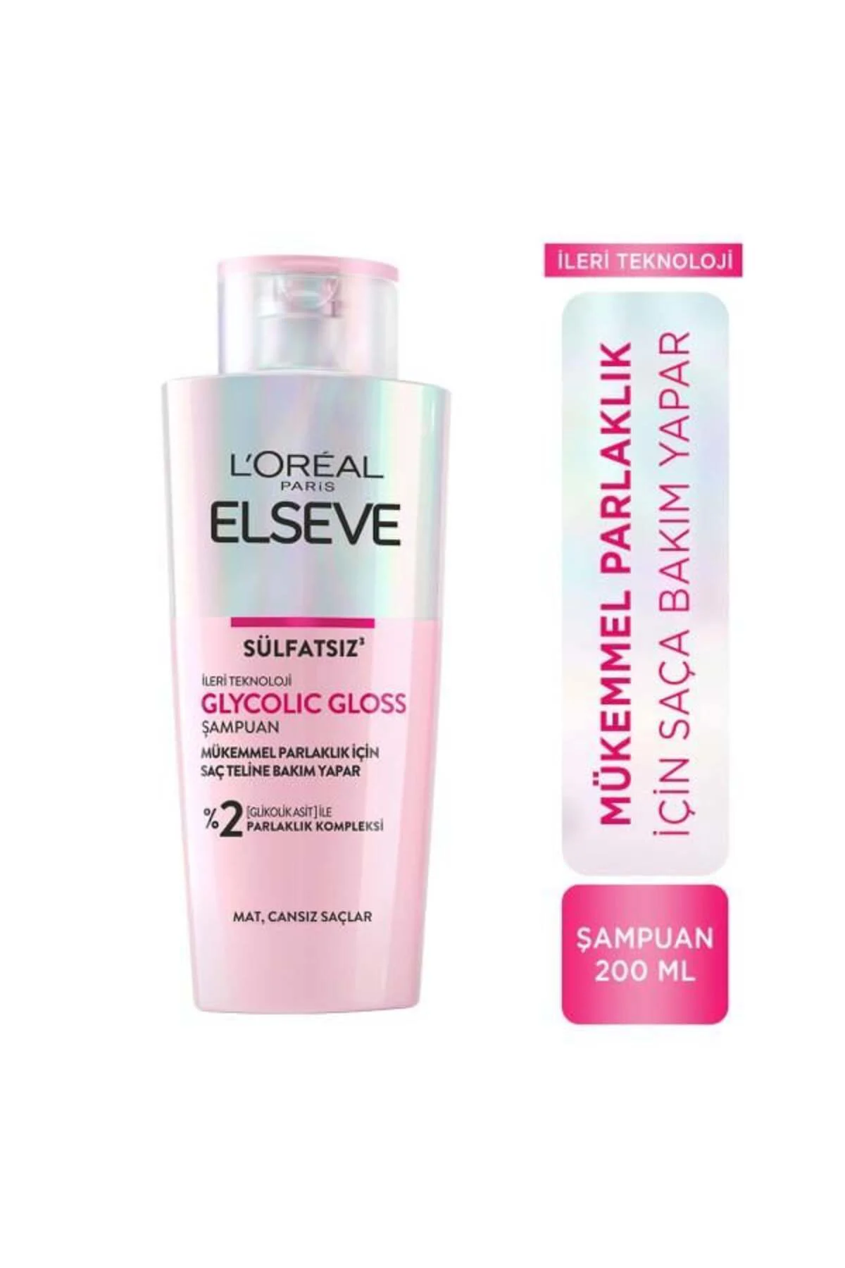 L'Oréal Paris Elseve Glycolic Gloss Mükemmel Parlaklık için Bakım Yapan Şampuan 200ml