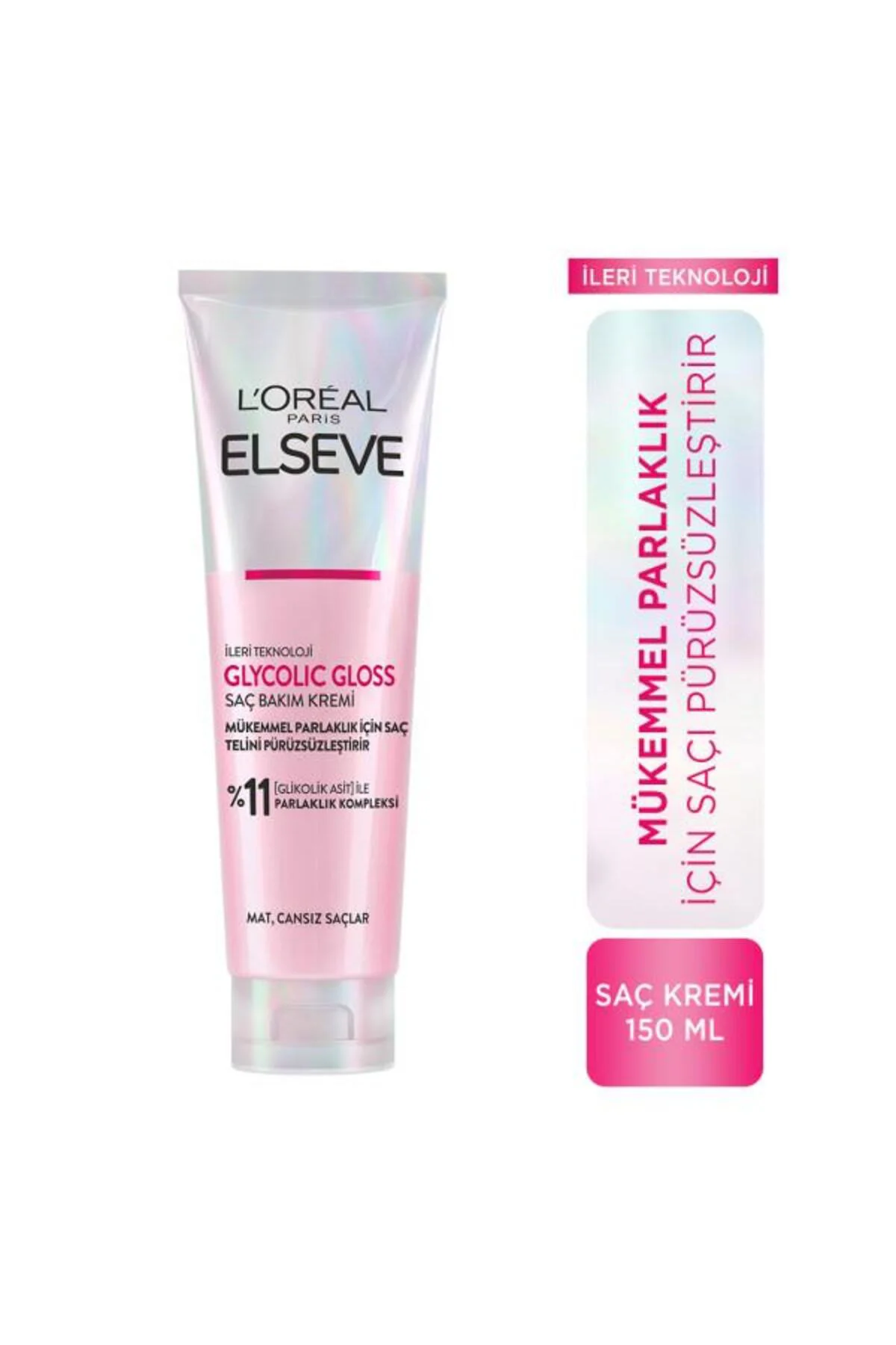 L'Oréal Paris Elseve Glycolic Gloss Mükemmel Parlaklık için Pürüzsüzleştirici Saç Kremi 150ml
