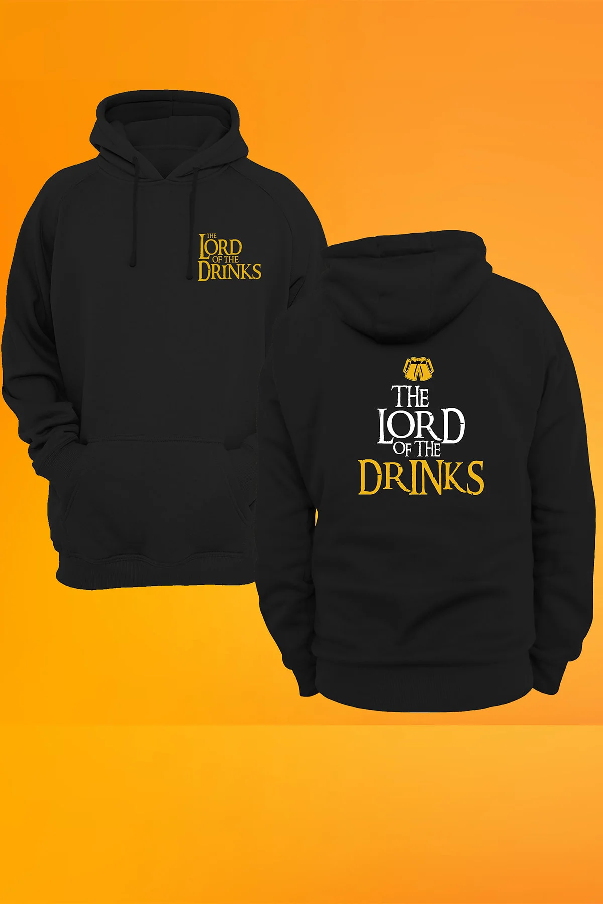 Lord Of The Drinks Baskılı 3 Ipl. Şardonlu, Içi Polar, Kalın (600 GR.) Siyah Sweatshirt