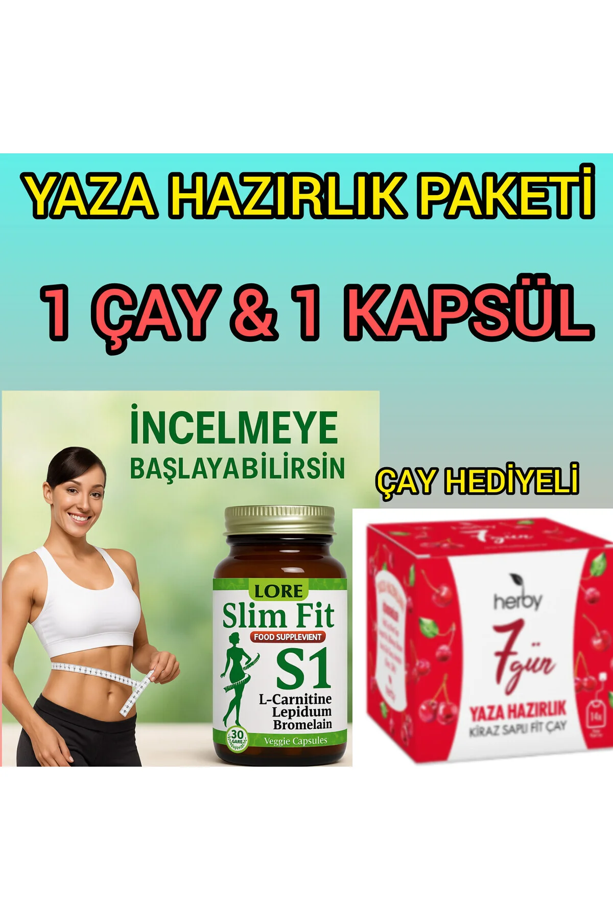 LORE SLİM FİT S1 30KP LCARNİTİN LEPİDİUM BROMALAİN İÇEREN BİTKİSE