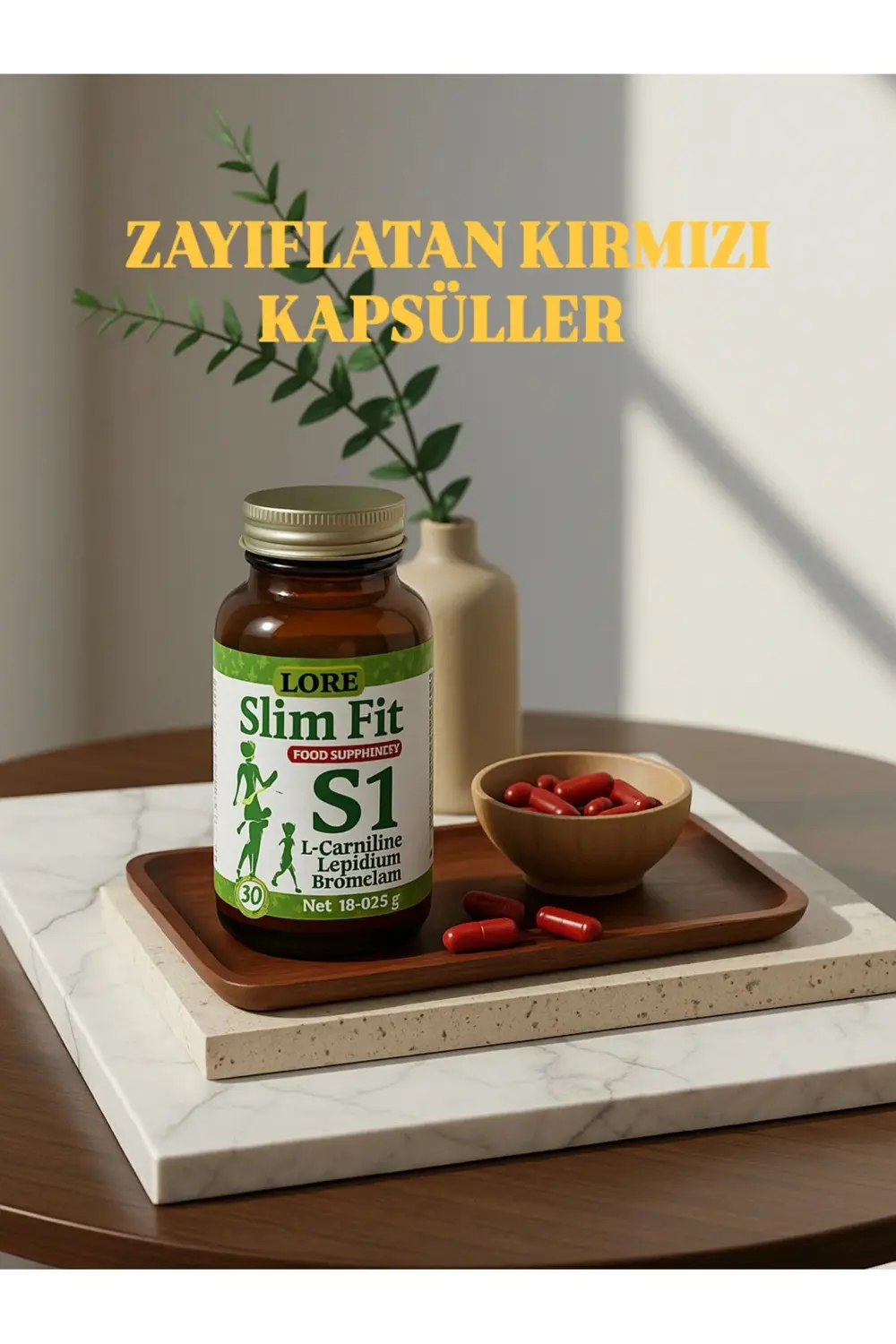 LORE SLİM FİT S1 30KP LCARNİTİN LEPİDİUM BROMALAİN İÇEREN BİTKİSE