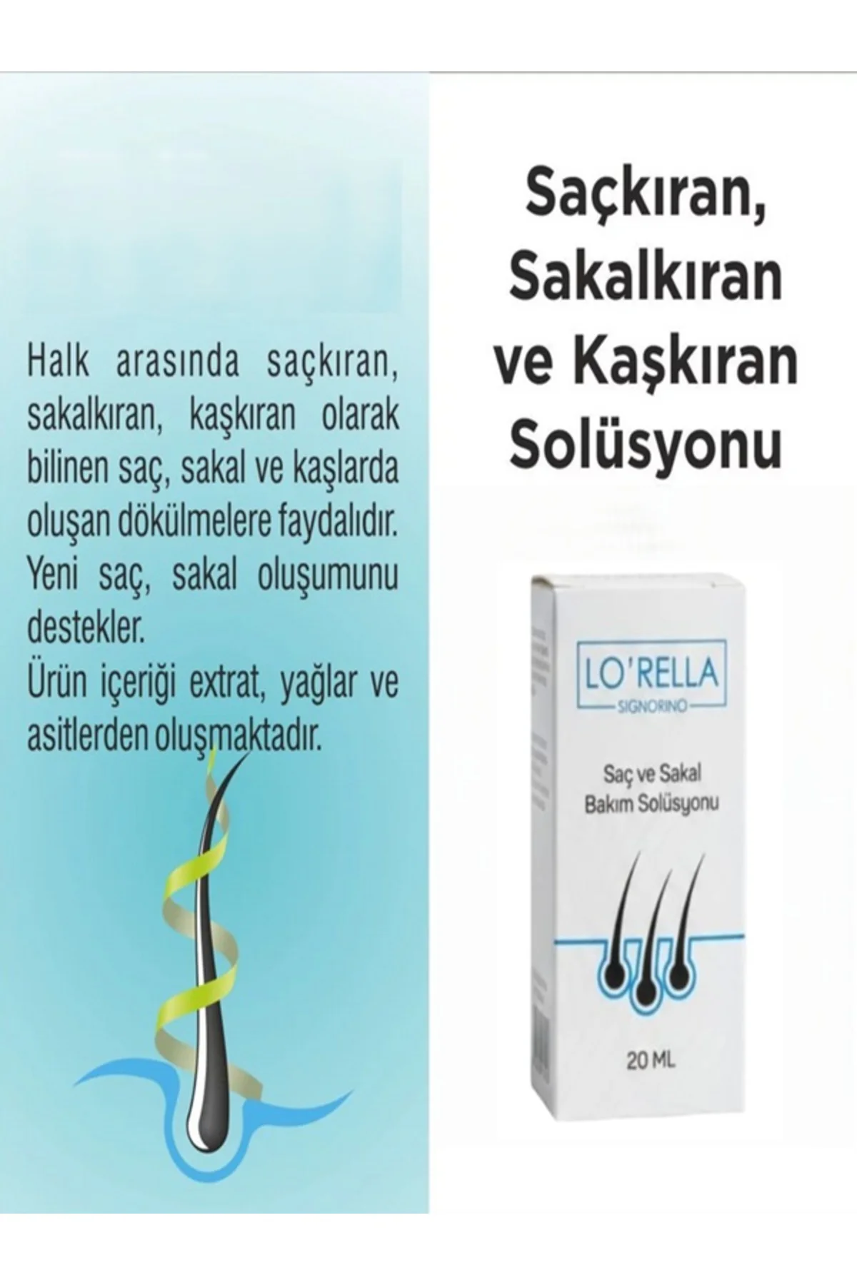 LO'RELLA Saç ve Sakal Kıran Saç Besleyici Solüsyon 20 ml