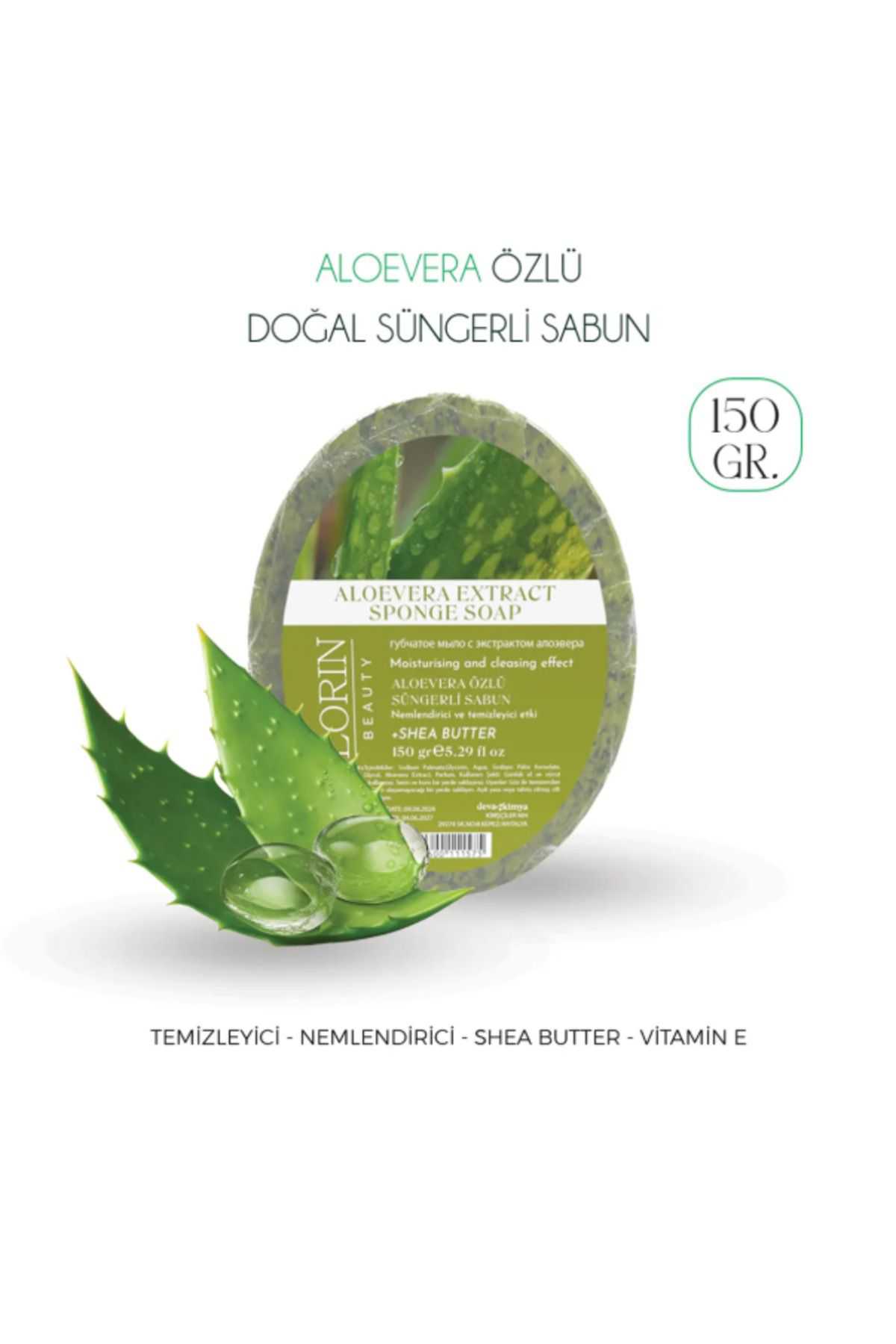 Lorin Aloevera Özlü Doğal Süngerli Sabun 150 GR