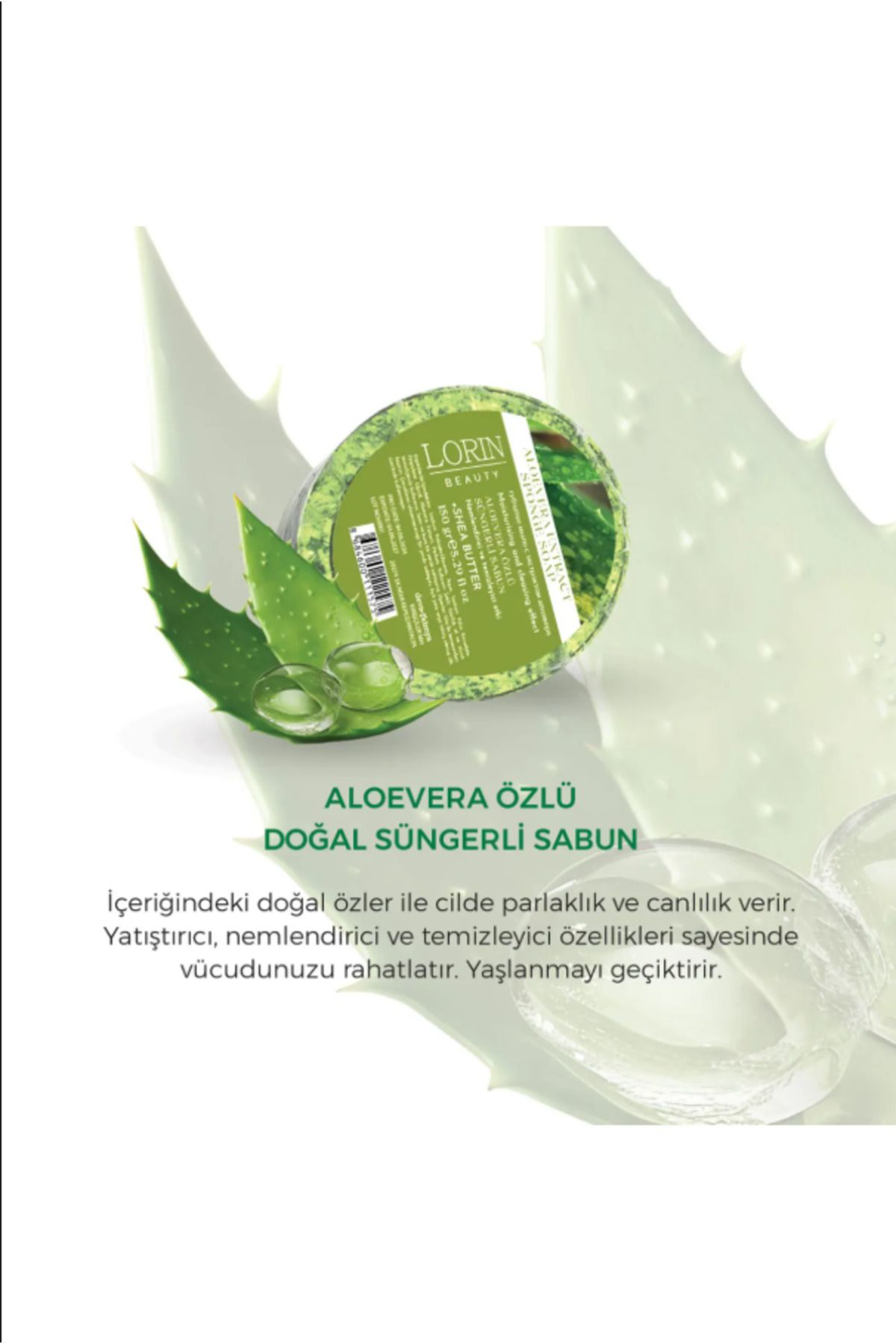 Lorin Aloevera Özlü Doğal Süngerli Sabun 150 GR