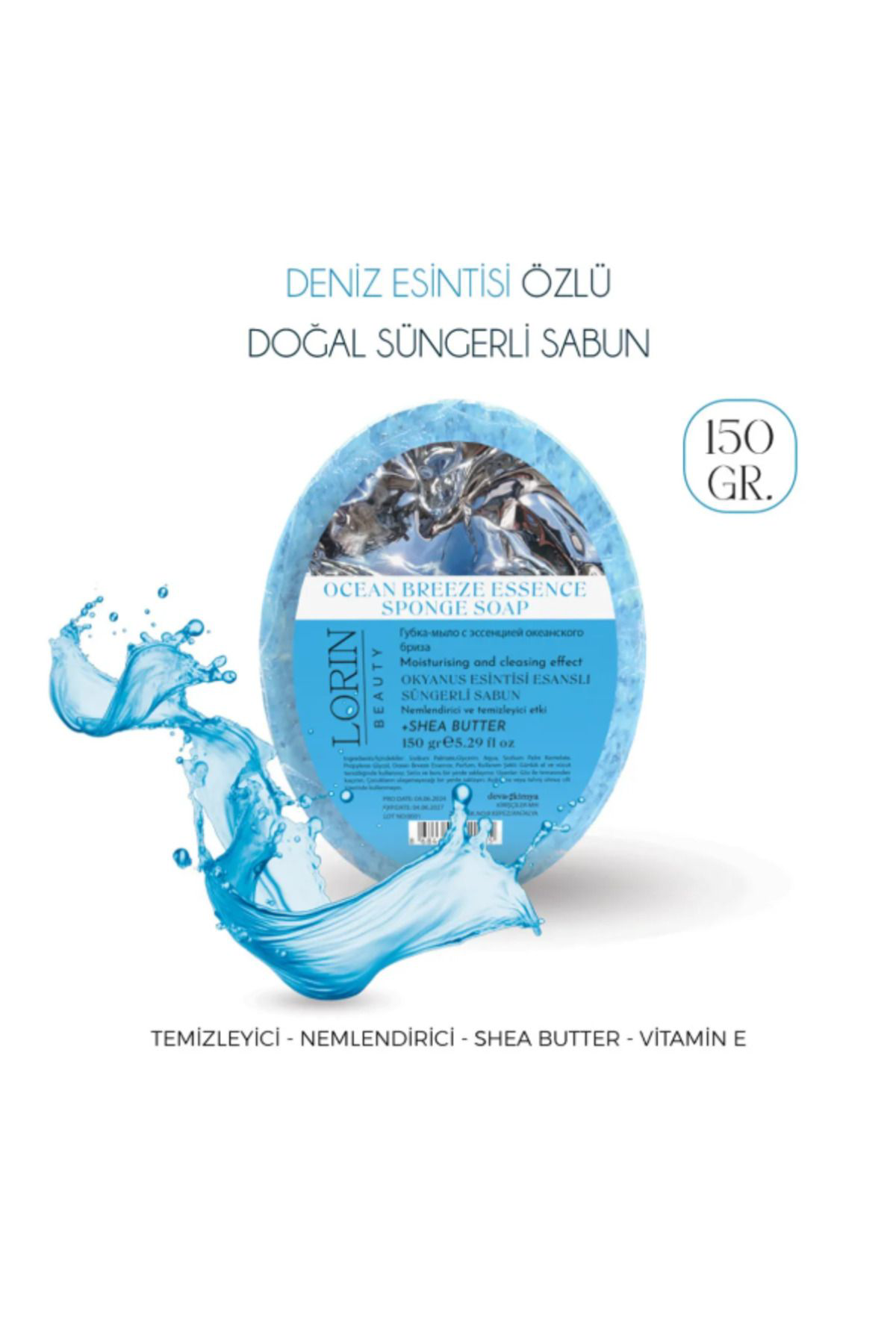 Lorin Deniz Esintisi Özlü Doğal Süngerli Sabun 150 GR