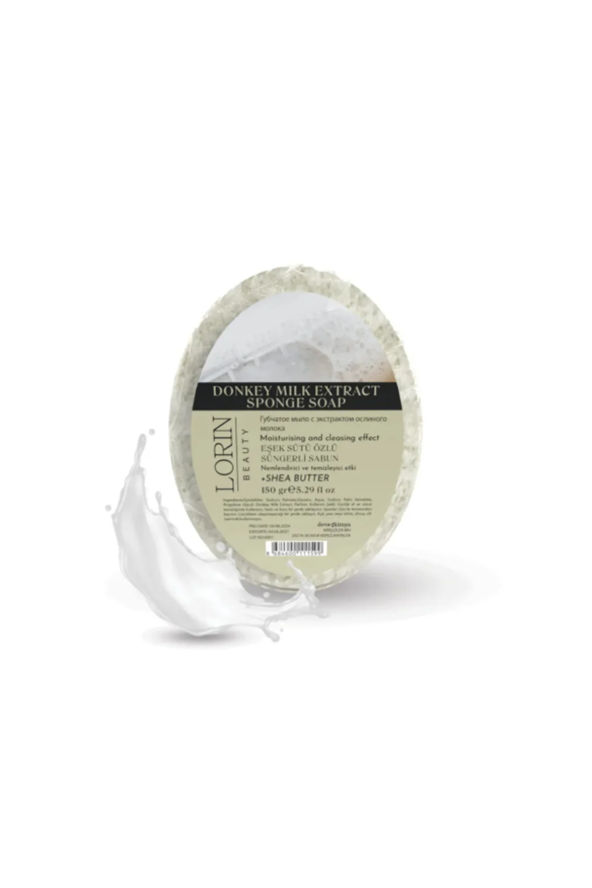Lorin Eşşek Sütü Özlü Doğal Süngerli Sabun 150 GR