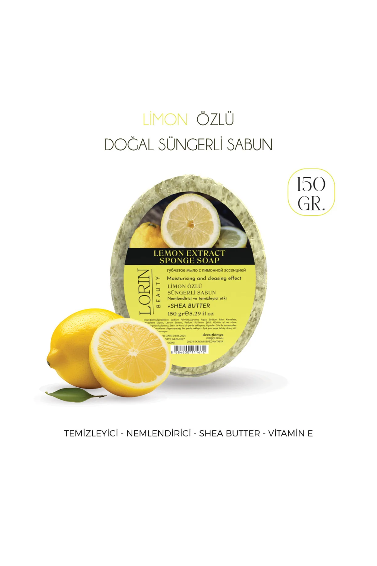 Lori̇n Li̇mon Özlü Doğal Süngerli̇ Sabun