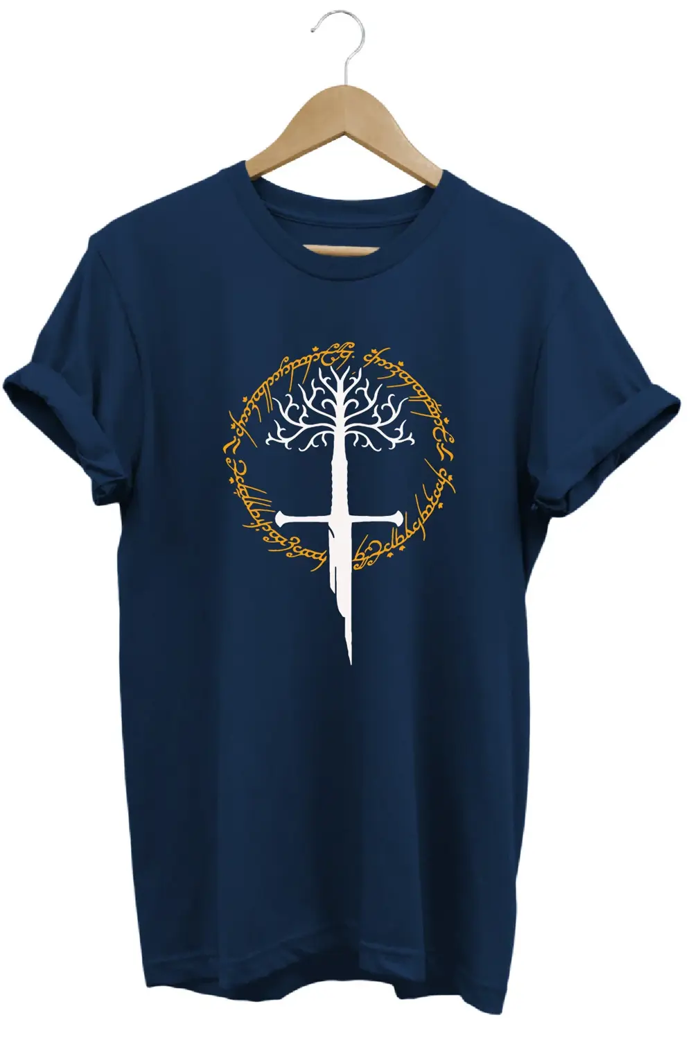 Lotr Gondor Narsil Baskılı %100 Pamuk Regular Siyah T-shirt
