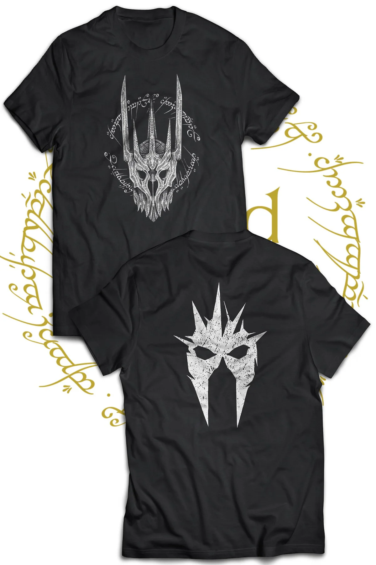 Lotr Dwarf Çift Baskılı %100 Pamuk Siyah Büyük Beden T-shirt