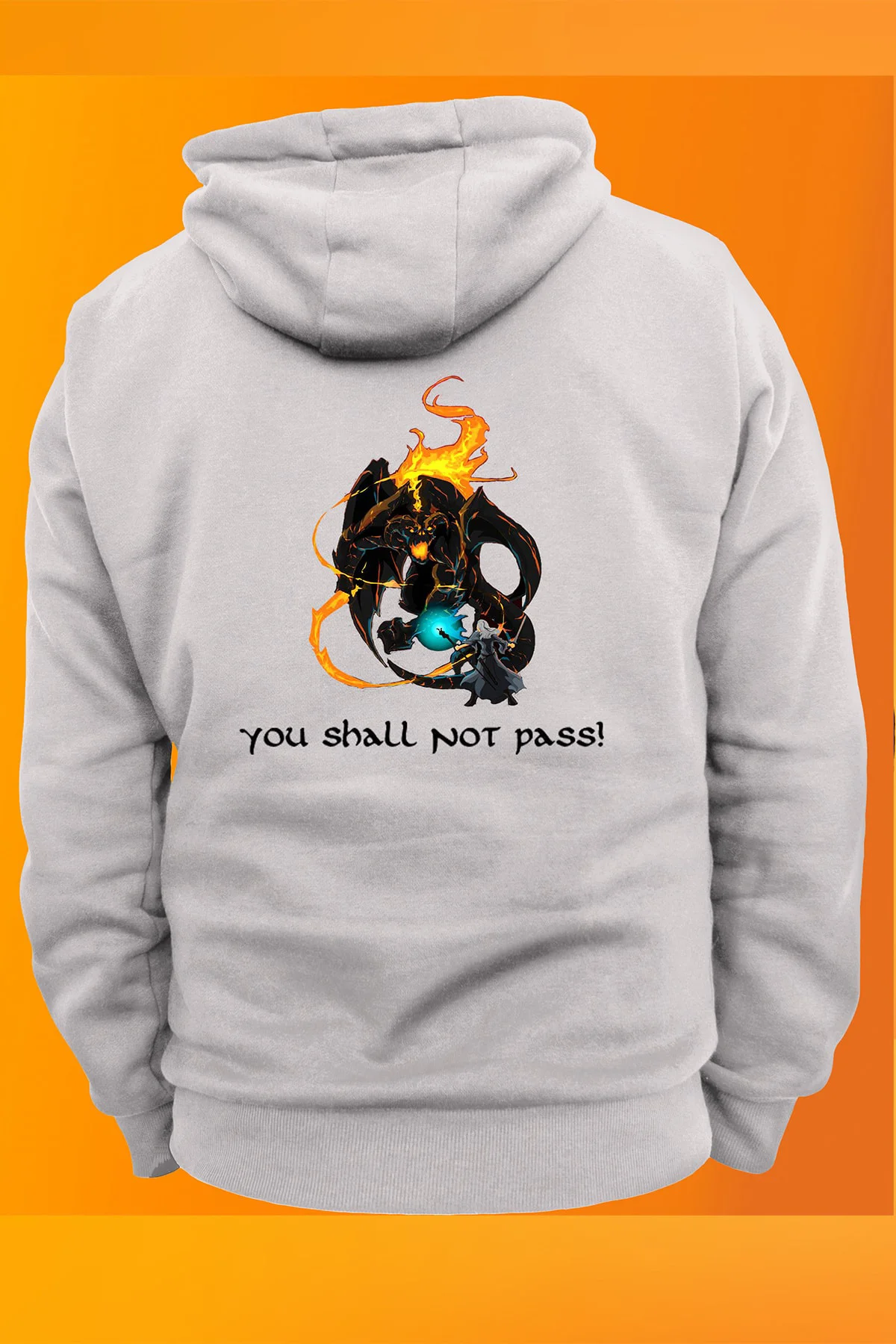 Lotr Yüzüklerin Efendisi Balrog Gandalf Baskılı Fermuarsız Kapüşonlu Sweatshirt