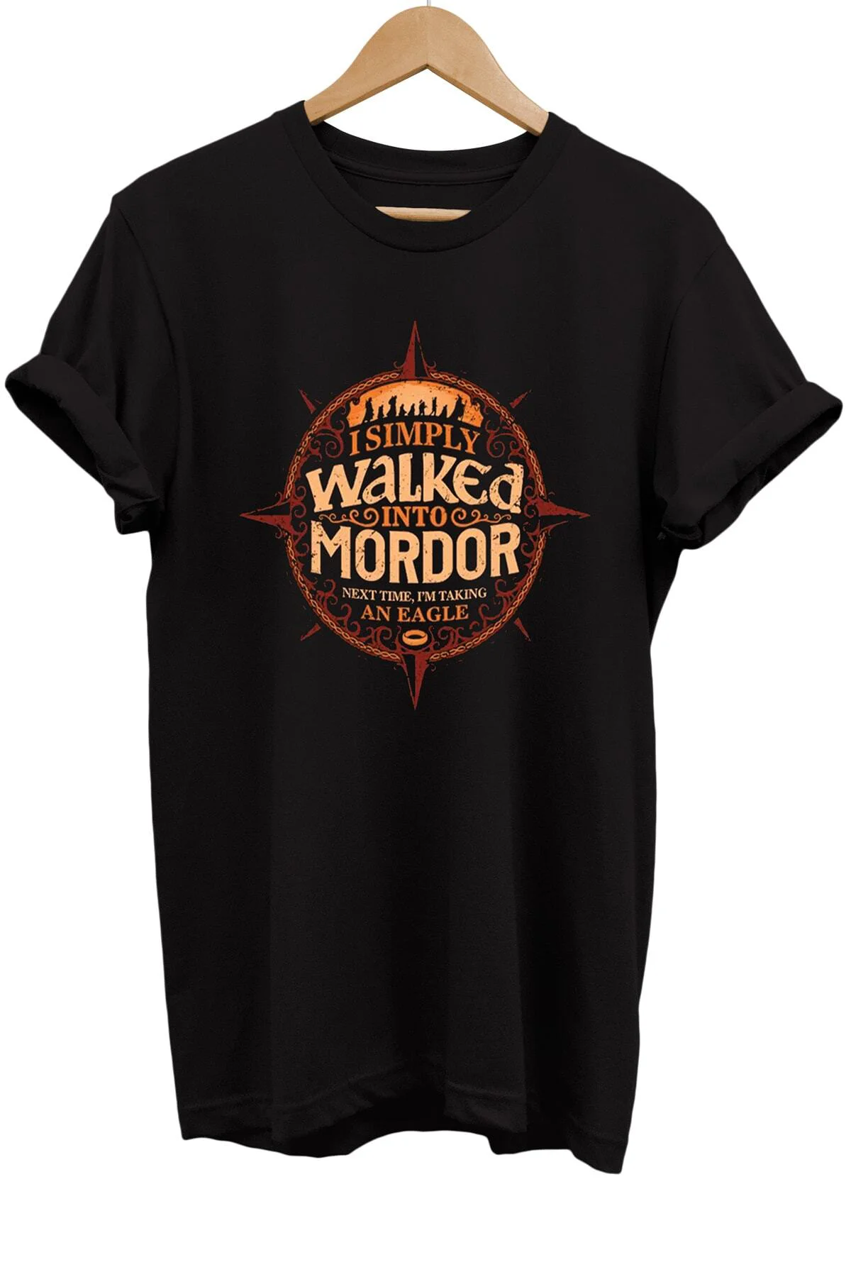 Lotr Yüzüklerin Efendisi Mordor'a Yürüdüm Baskılı %100 Pamuk Over