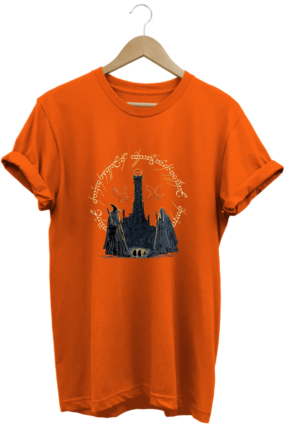 Lotr Yüzüklerin Efendisi Gandalf Saruman Karakterleri Baskılı %100 Pamuk Regular T-shirt