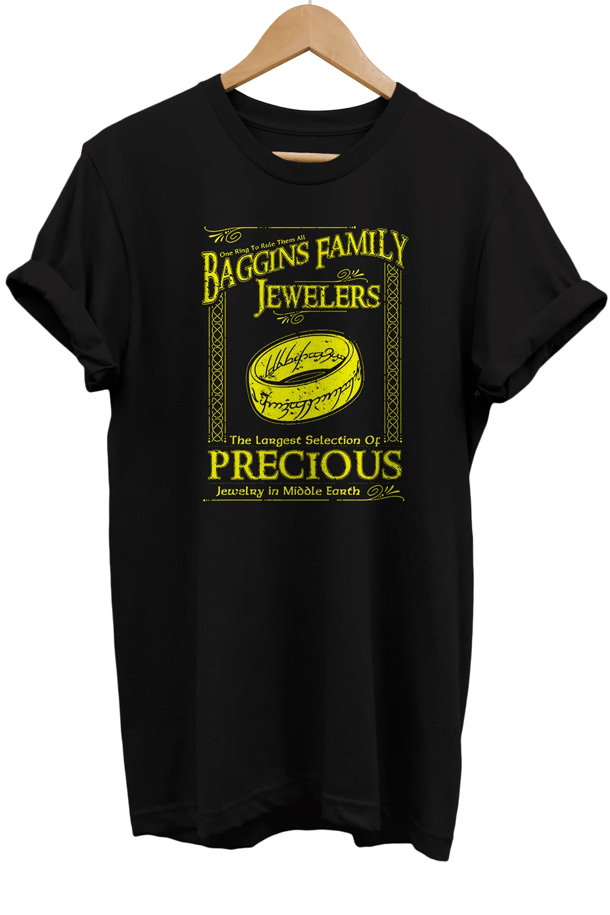 Lotr Yüzüklerin Efendisi Baggins Baskılı %100 Pamuk Oversize Siya