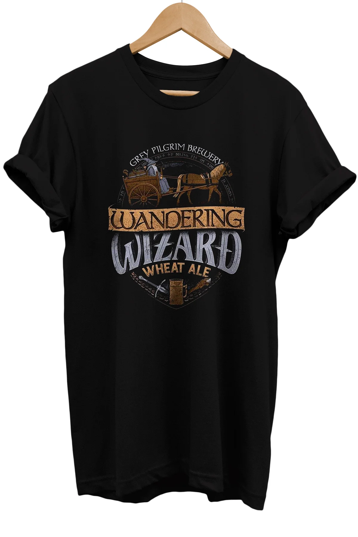 Lotr Yüzüklerin Efendisi Gandalf Baskılı %100 Pamuk Oversize Siyah T-shirt