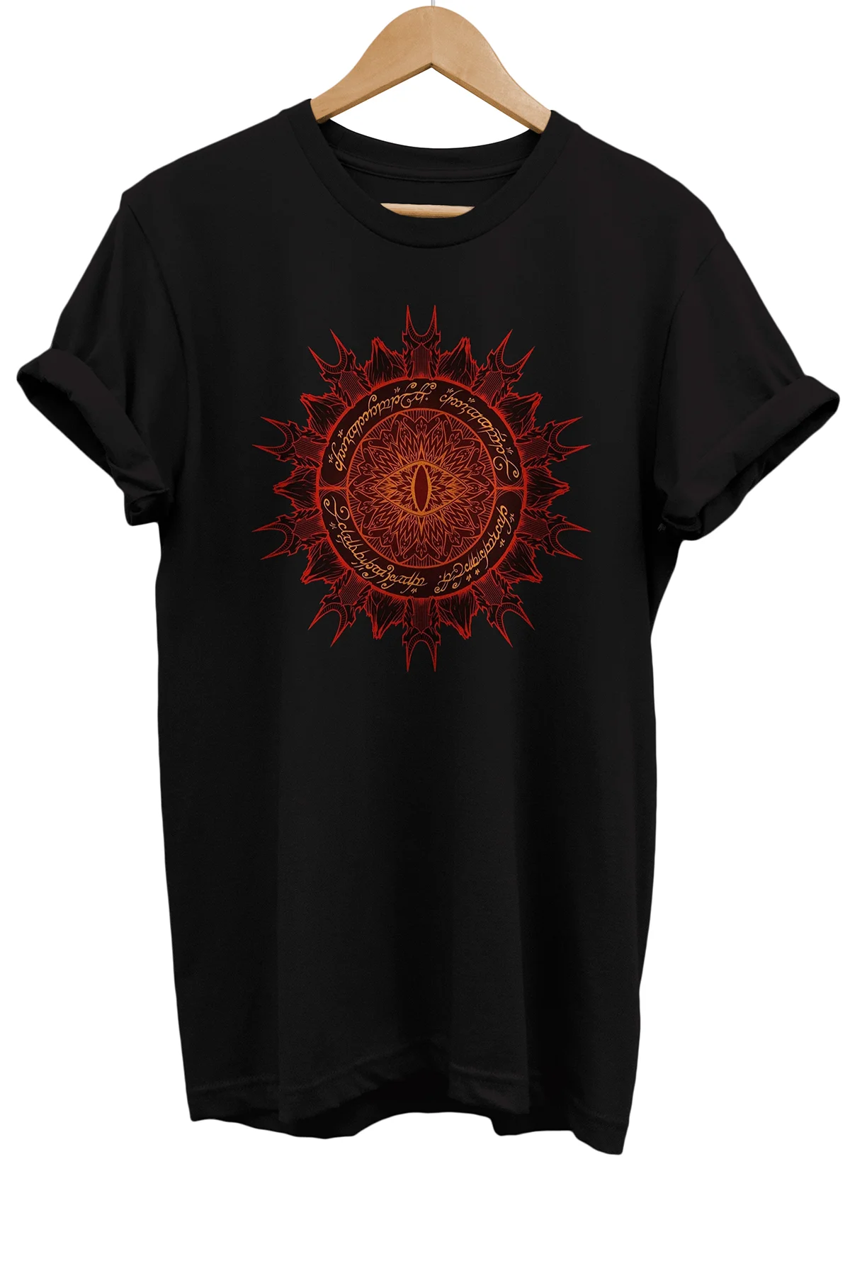 Lotr Yüzüklerin Efendisi Sauron Baskılı %100 Pamuk Oversize Siyah
