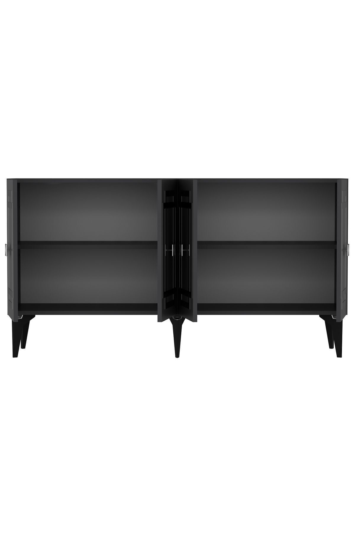 Cantek Dizayn Lottus Konsol 4 Kapakli Rafli Antrasit-Gümüş