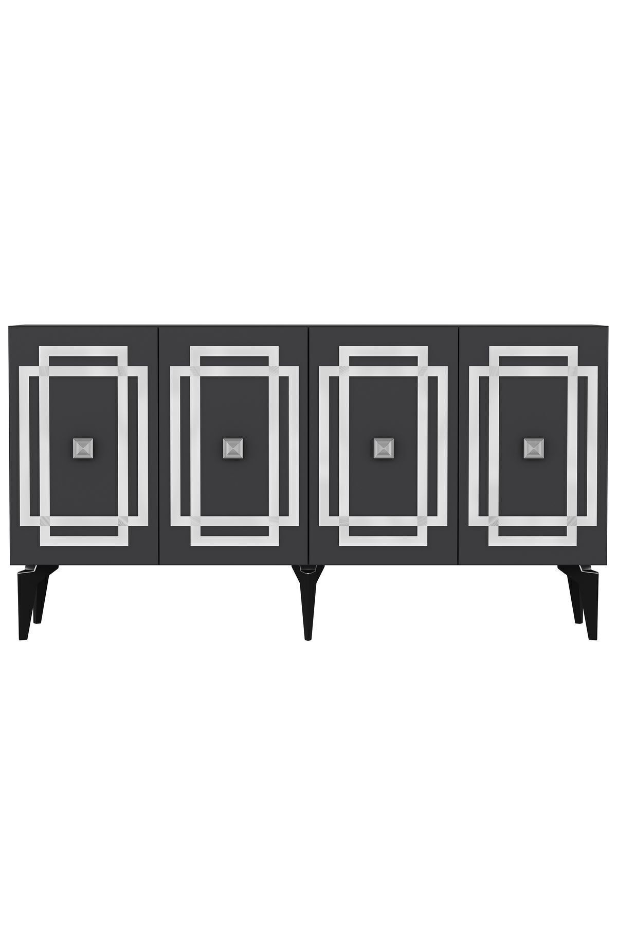 Cantek Dizayn Lottus Konsol 4 Kapakli Rafli Antrasit-Gümüş