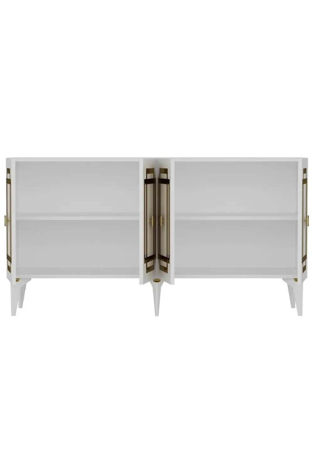 LOTTUS KONSOL 4 KAPAKLI RAFLI BEYAZ-ALTIN