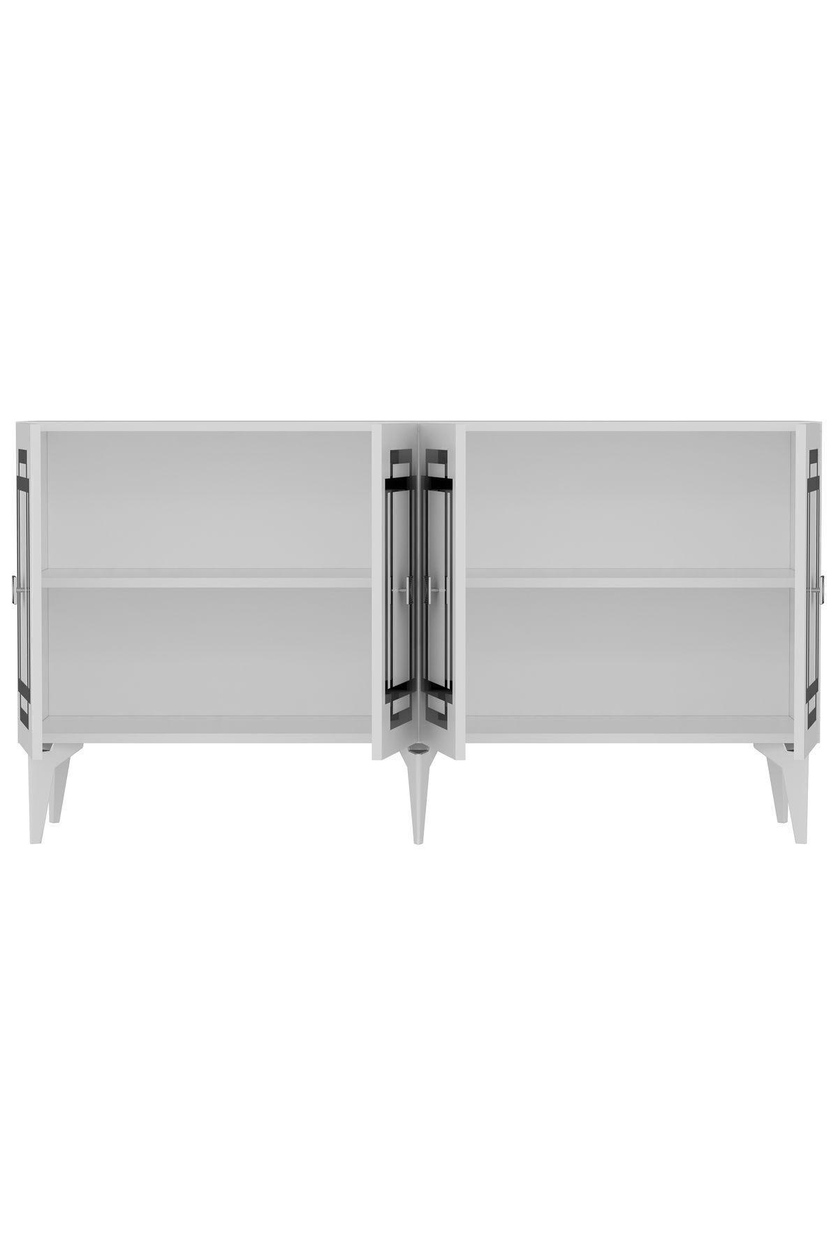 Cantek Dizayn Lottus Konsol 4 Kapakli Rafli Beyaz-Gümüş