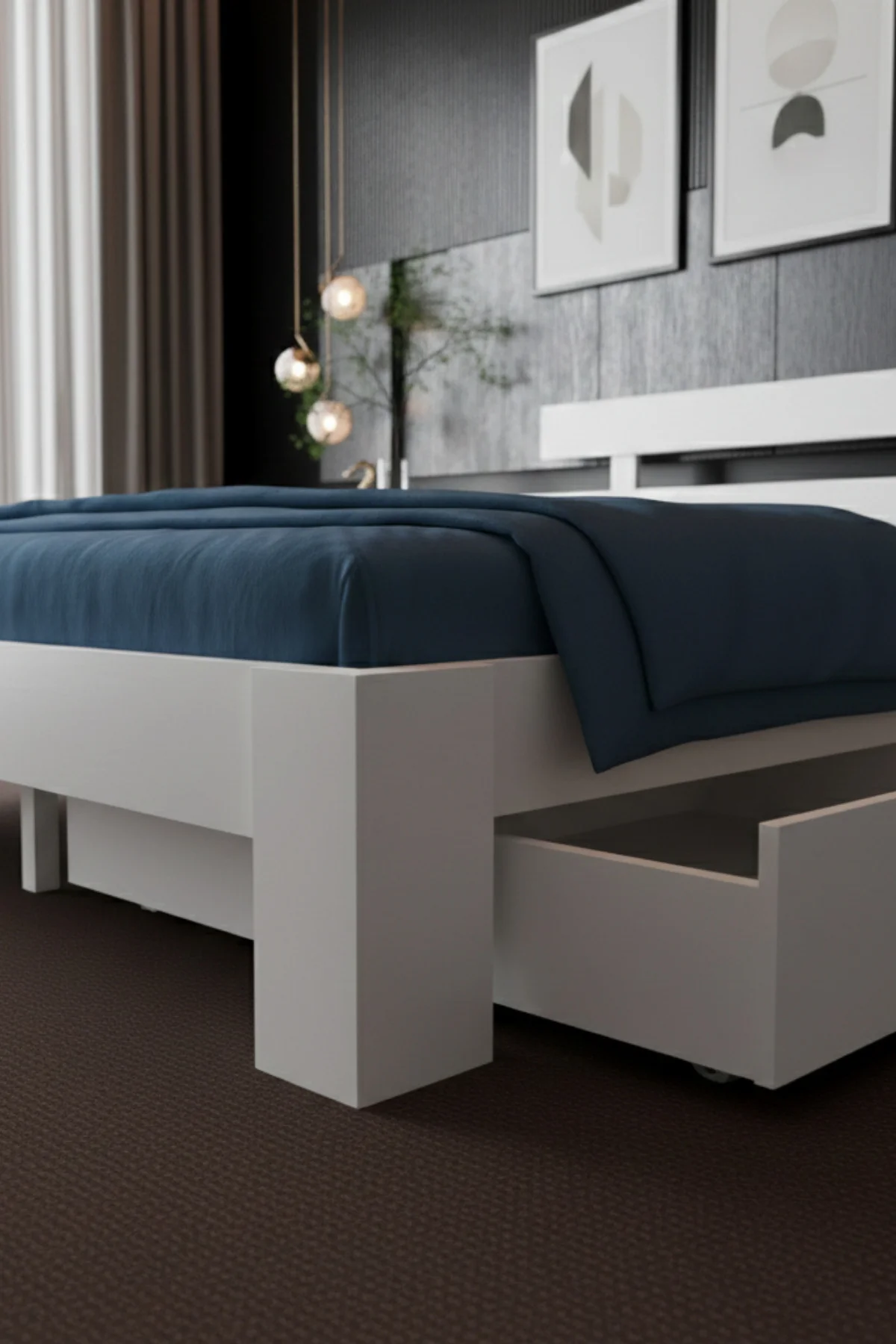 Lotus 2 Çekmeceli Modern MDF Karyola - 1. Sınıf 18 mm MDF ve Tekerlekli Depolama Alanlı Karyola Fiyatı, Yorumları ve Özellikleri