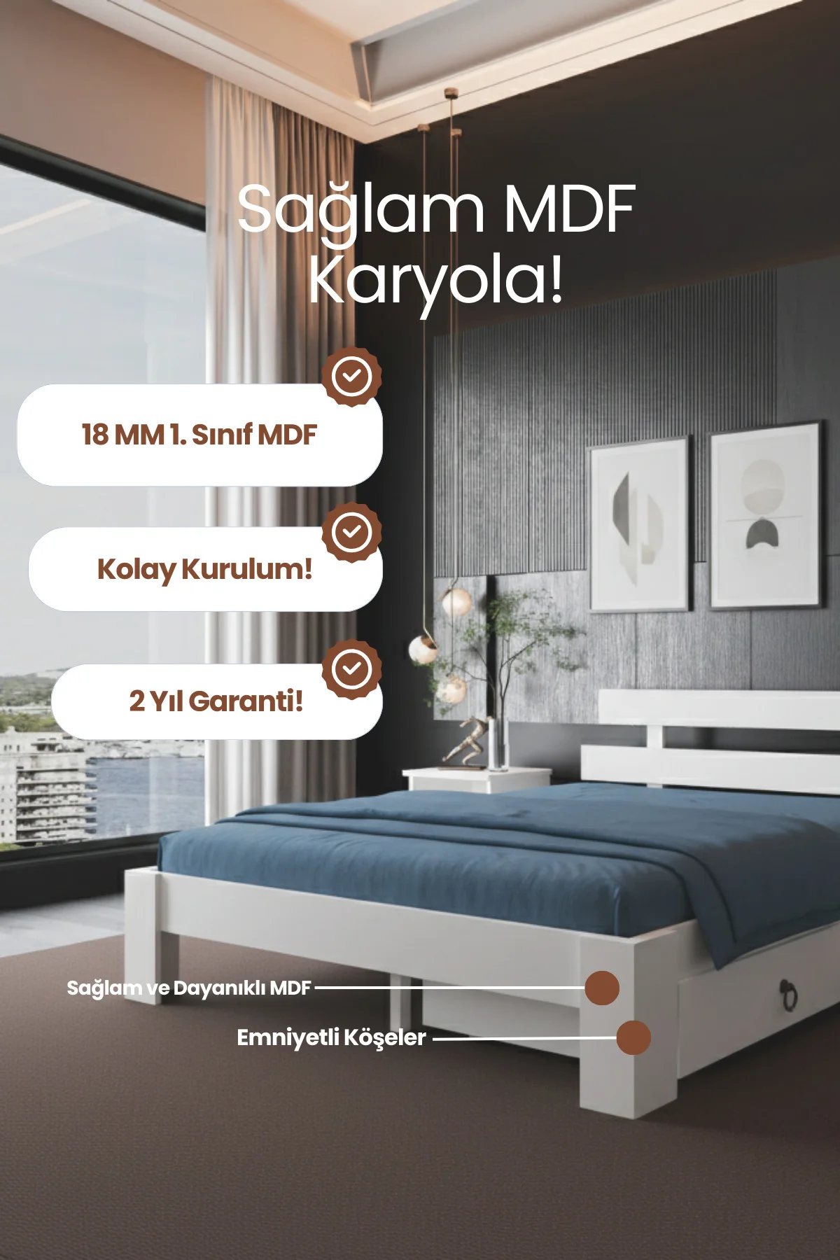 Lotus 2 Çekmeceli Modern MDF Karyola - 1. Sınıf 18 mm MDF ve Tekerlekli Depolama Alanlı Karyola Fiyatı, Yorumları ve Özellikleri