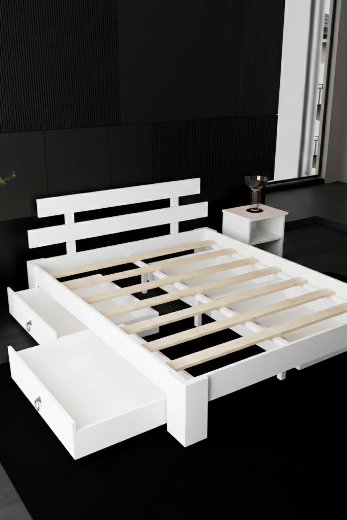 Lotus 4 Çekmeceli MDF Karyola - 1. Sınıf 18 mm MDF ve Tekerlekli Geniş Çekmeceli Modern Karyola Fiyatı, Yorumları ve Özellikleri