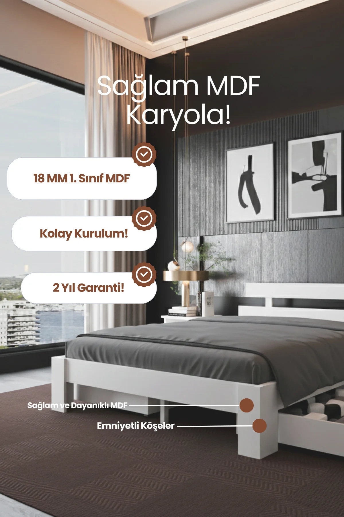 Lotus 4 Çekmeceli MDF Karyola - 1. Sınıf 18 mm MDF ve Tekerlekli Geniş Çekmeceli Modern Karyola Fiyatı, Yorumları ve Özellikleri