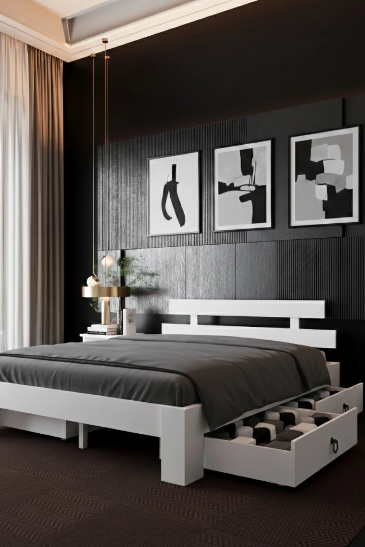 Lotus 4 Çekmeceli MDF Karyola - 1. Sınıf 18 mm MDF ve Tekerlekli Geniş Çekmeceli Modern Karyola Fiyatı, Yorumları ve Özellikleri