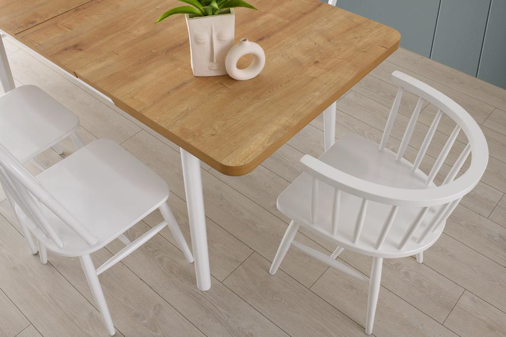 Lotus Ada Ağaç Açılır Yemek Masa 6 Sandalye Takımı