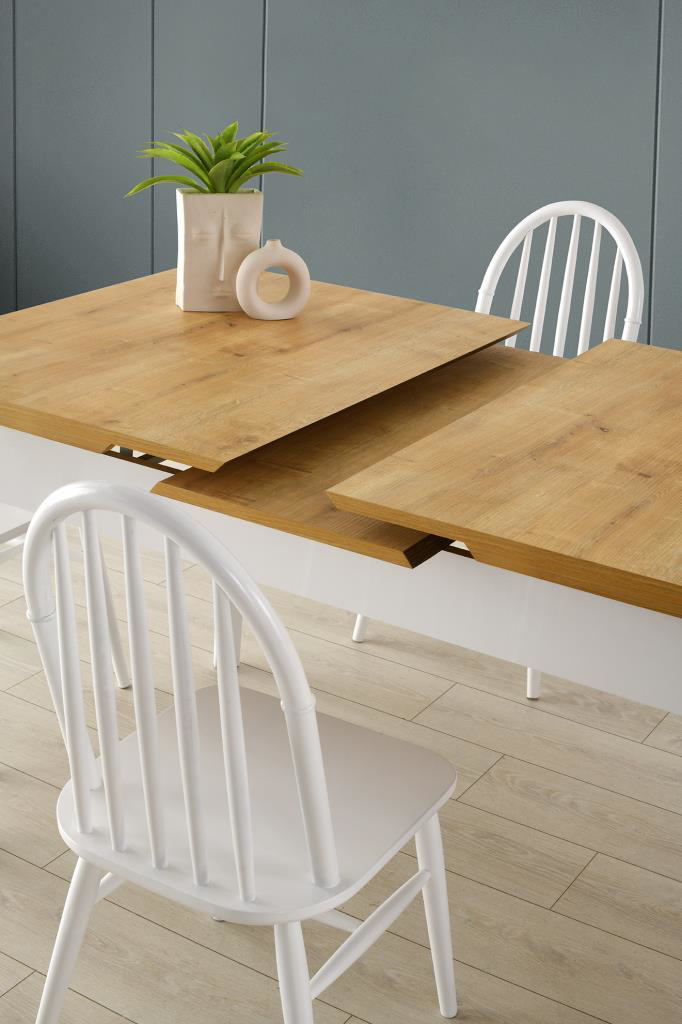 Lotus Ada Ağaç Açılır Yemek Masa 6 Sandalye Takımı