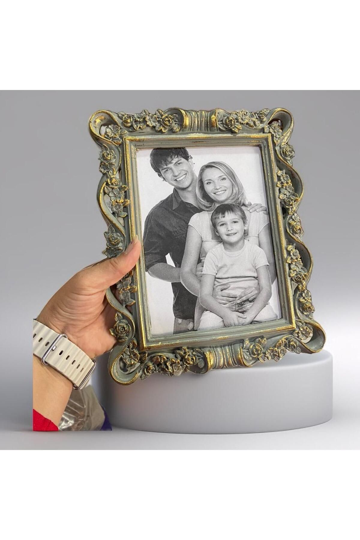 Elif Aksesuar Lotus Antik Yeşil Resim Çerçevesi Küf Yeşili