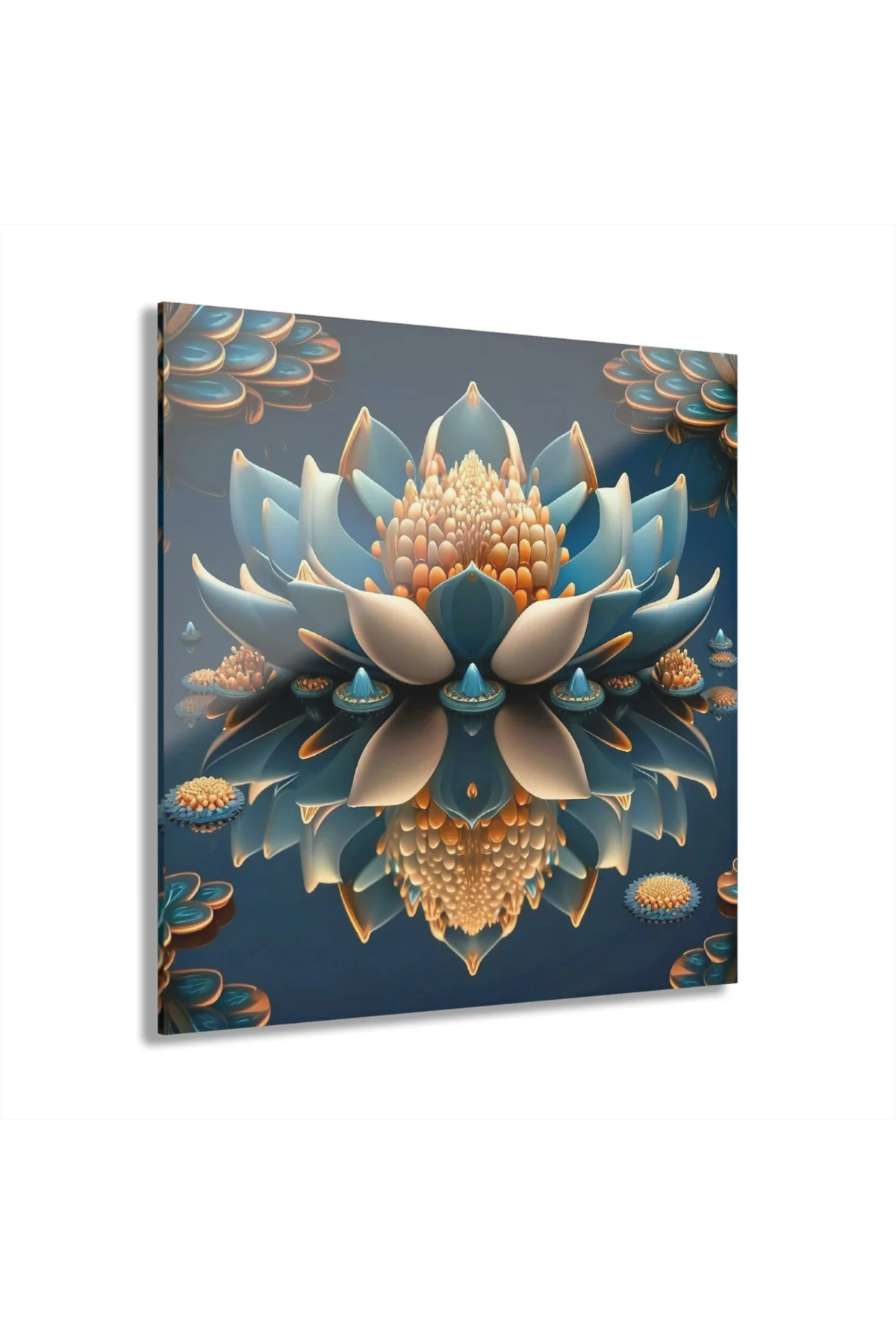Lotus Çiçeği Cam Tablo Duvar Dekoru Model 1