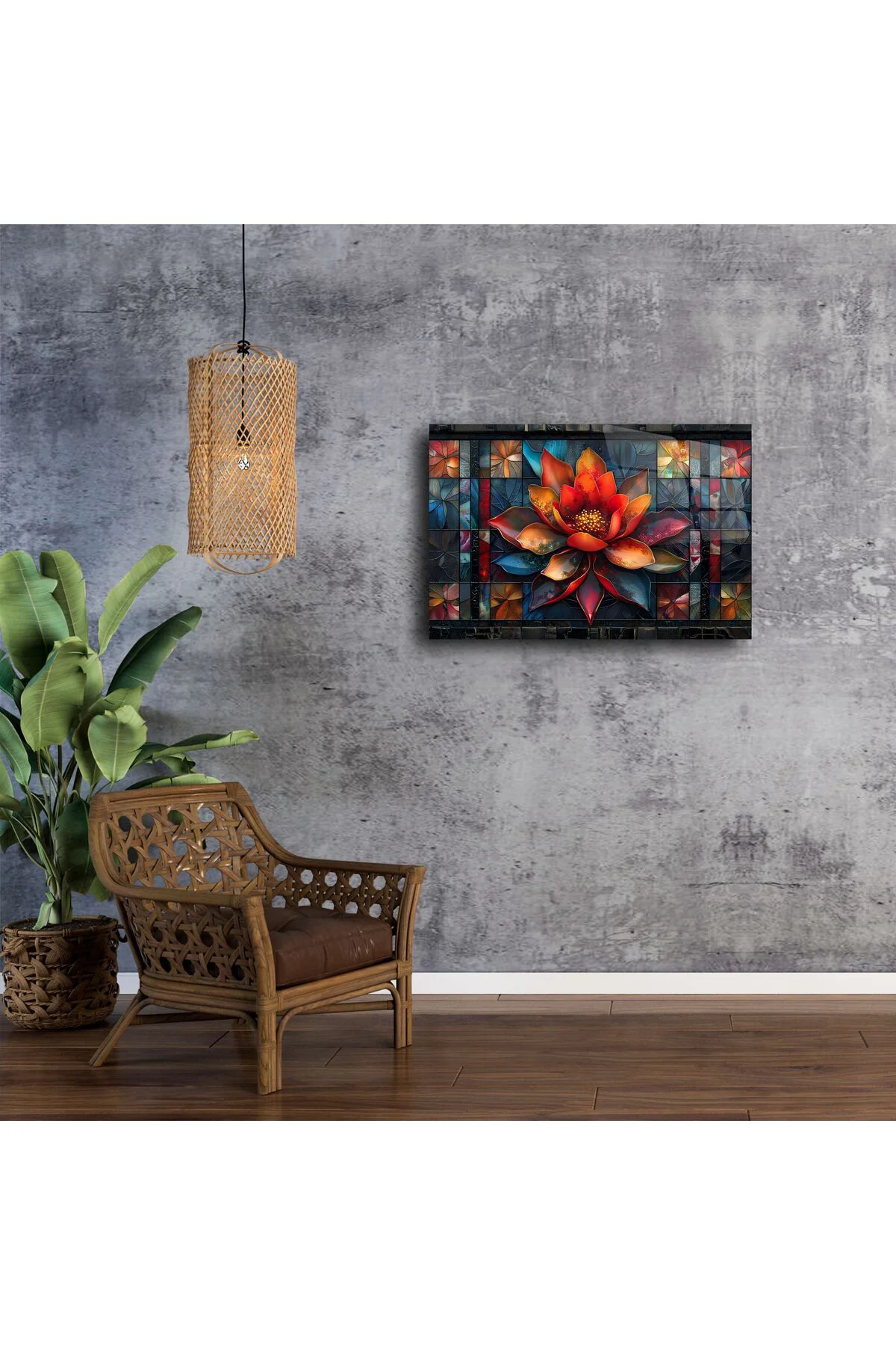 Lotus Çiçeği Mandala Vitray Duvar Sanatı Lotus Çiçeği Mandala Vitray Duvar Sanatı