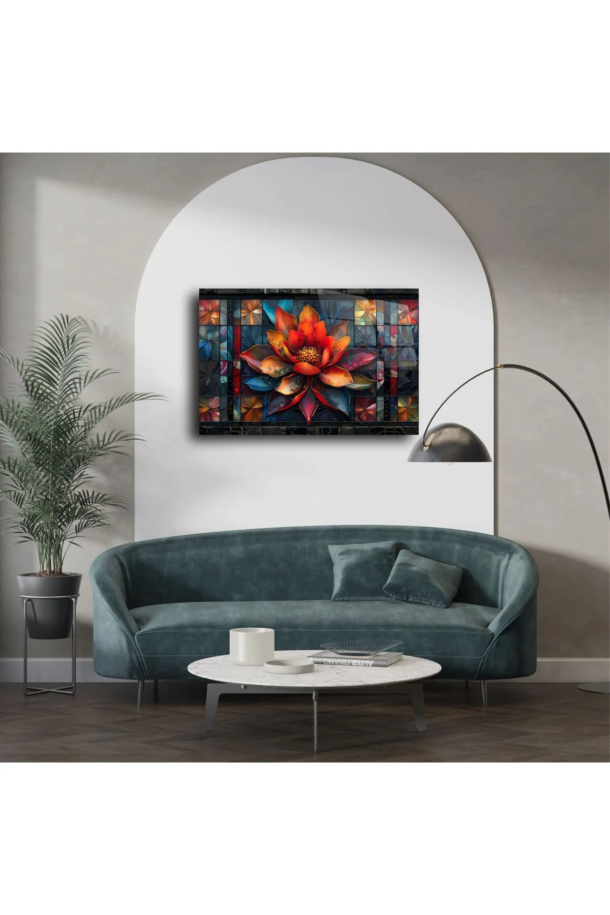Lotus Çiçeği Mandala Vitray Duvar Sanatı Lotus Çiçeği Mandala Vitray Duvar Sanatı