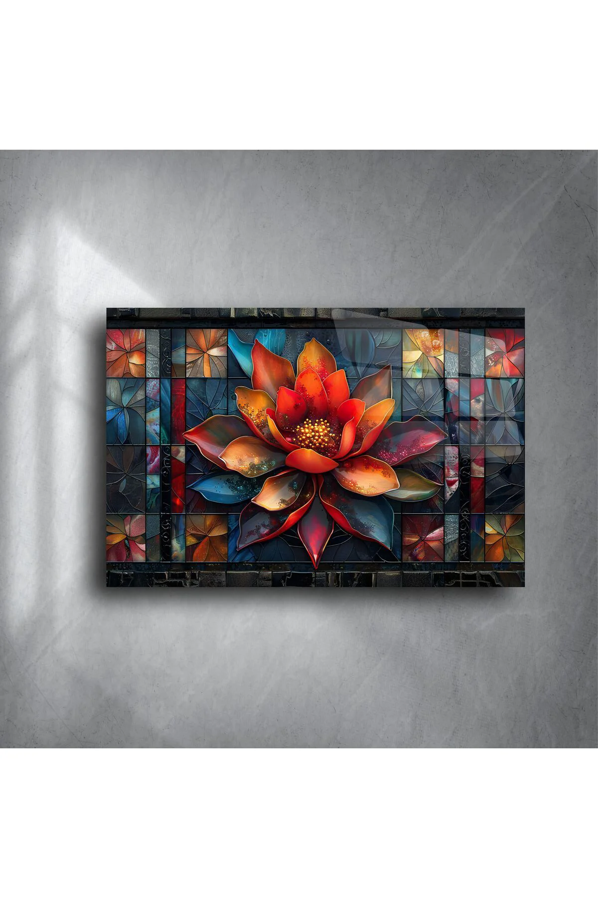 Lotus Çiçeği Mandala Vitray Duvar Sanatı Lotus Çiçeği Mandala Vitray Duvar Sanatı