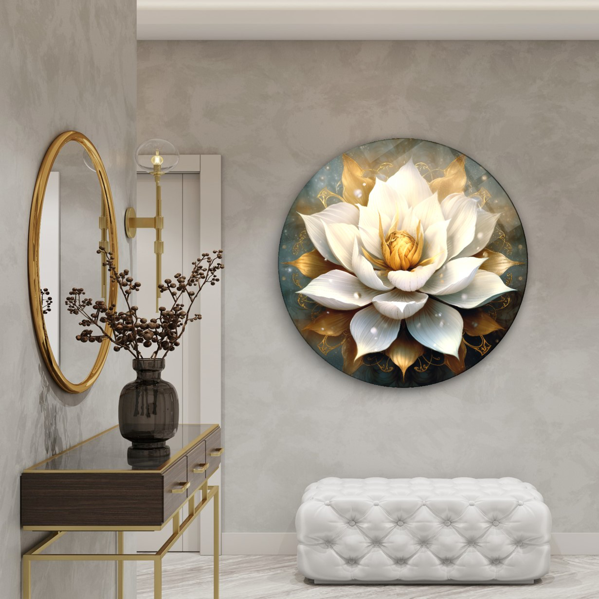 Lotus Çiçeği Yuvarlak Cam Tablo | Hediyelik, Dekoratif, Ofis, Mut Lotus Çiçeği Yuvarlak Cam Tablo | Hediyelik, Dekoratif, Ofis, Mut