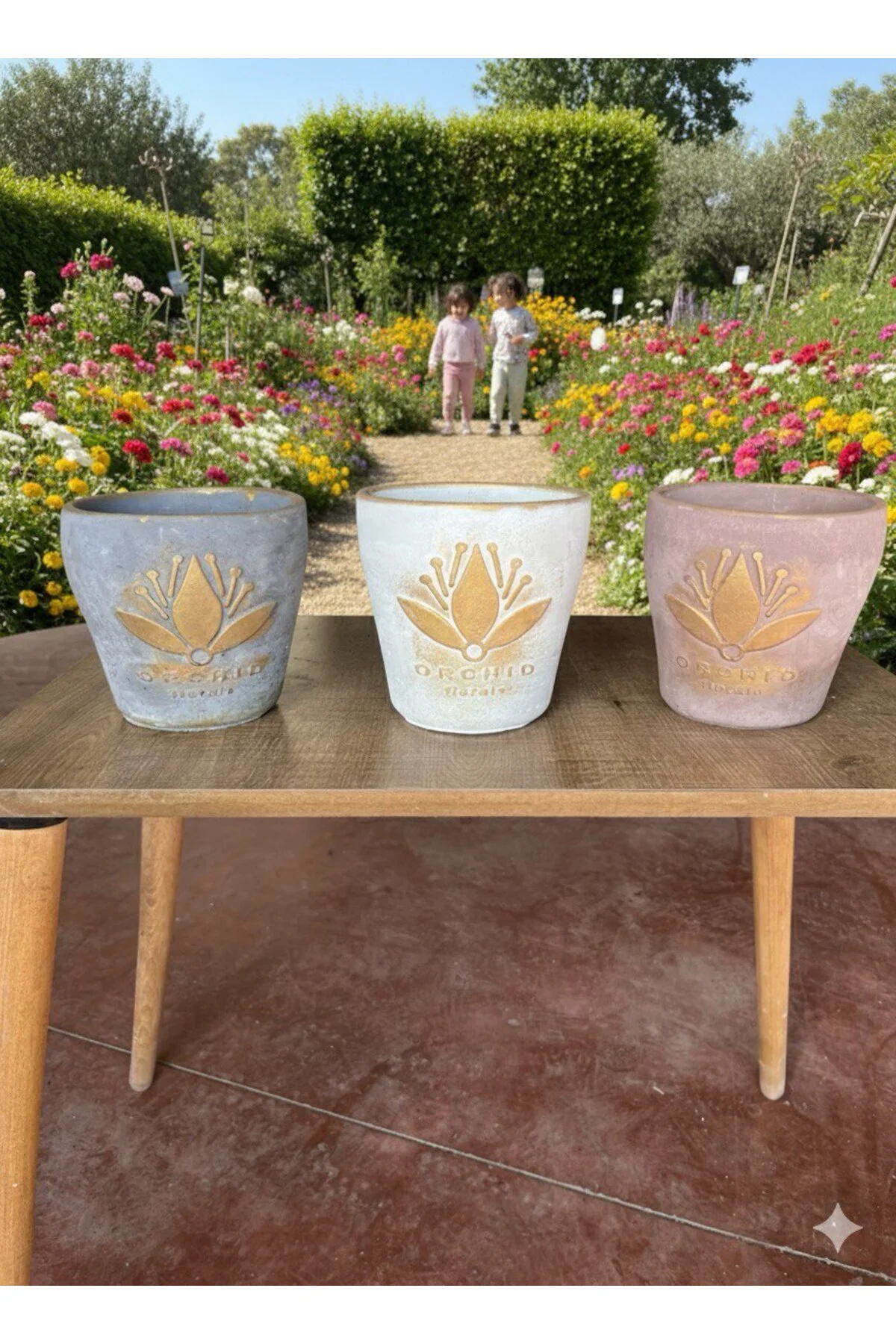 Lotus Desenli Dekoratif Çiçek ve Orkide Saksı - 3 Farklı Renk - Görsel 3