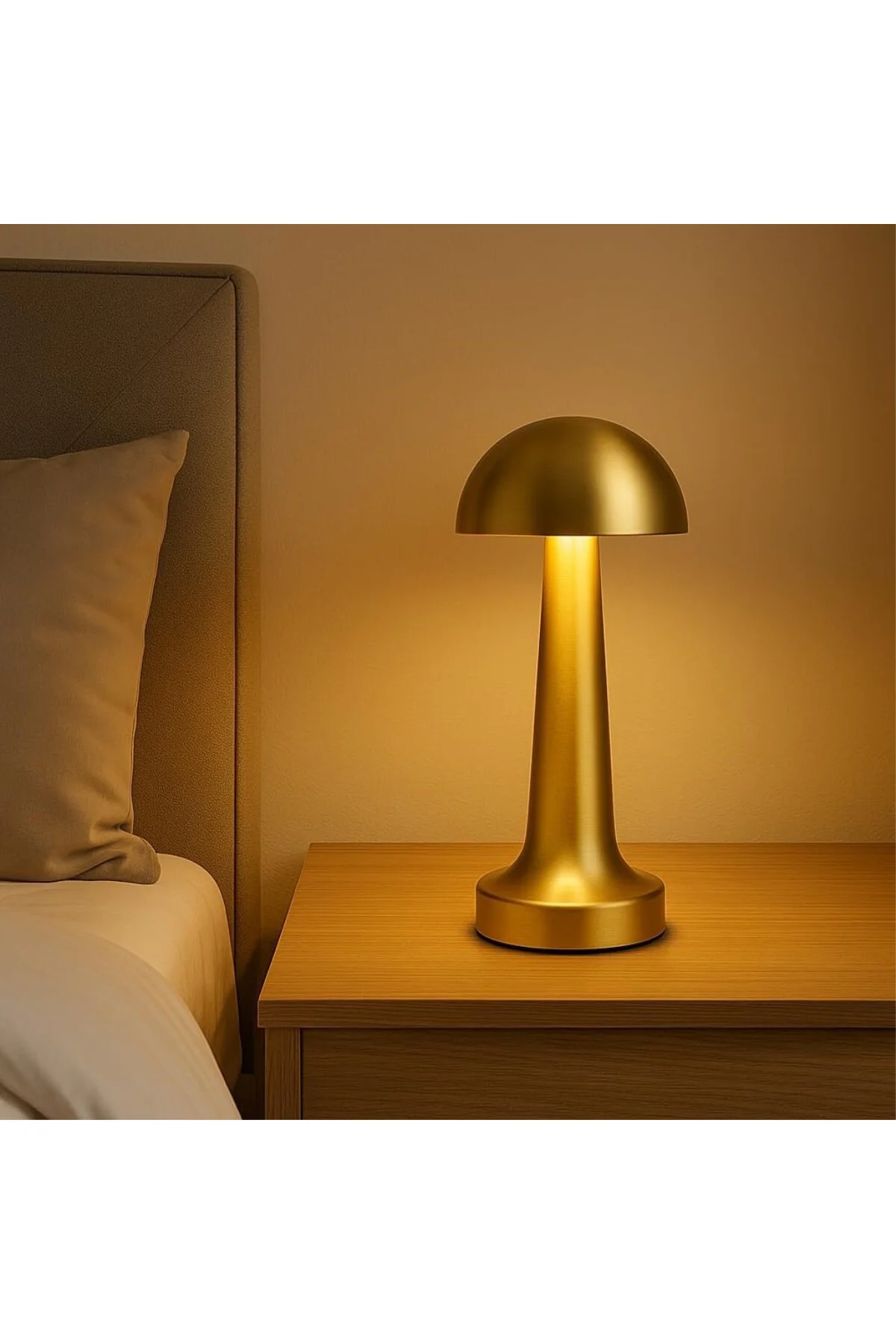 Lotus Gold Şarjlı Dokunmatik Masa Lambası - LED Işıklı, 3 Renk Seçeneği, Taşınabilir ve U