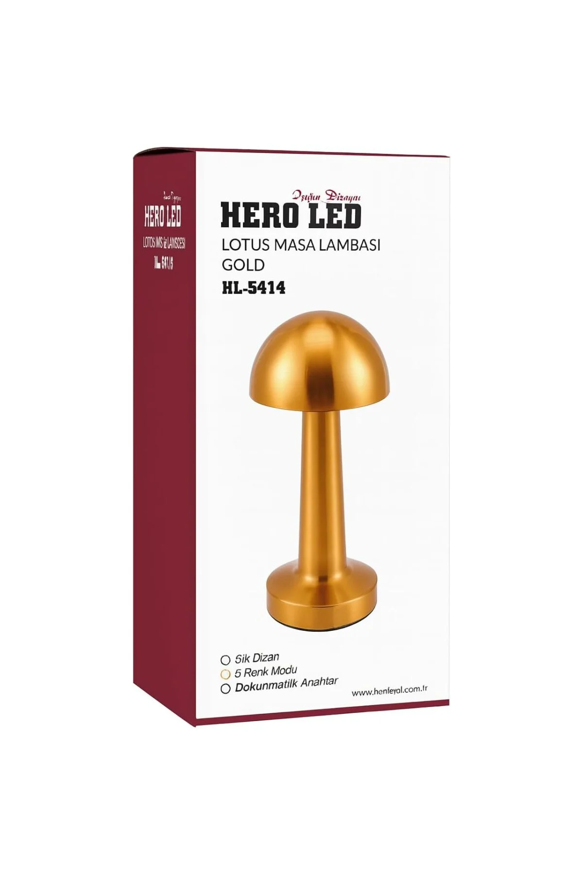 Lotus Gold Şarjlı Dokunmatik Masa Lambası - LED Işıklı, 3 Renk Seçeneği, Taşınabilir ve U