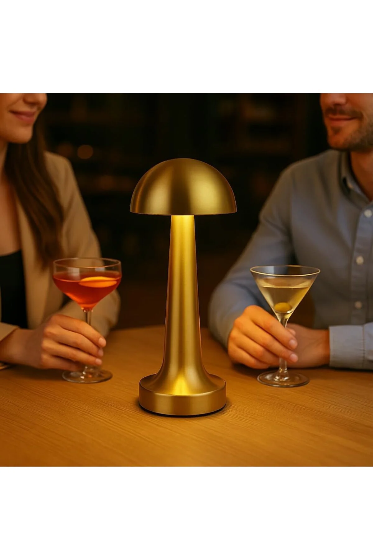 Lotus Gold Şarjlı Dokunmatik Masa Lambası - LED Işıklı, 3 Renk Seçeneği, Taşınabilir ve U