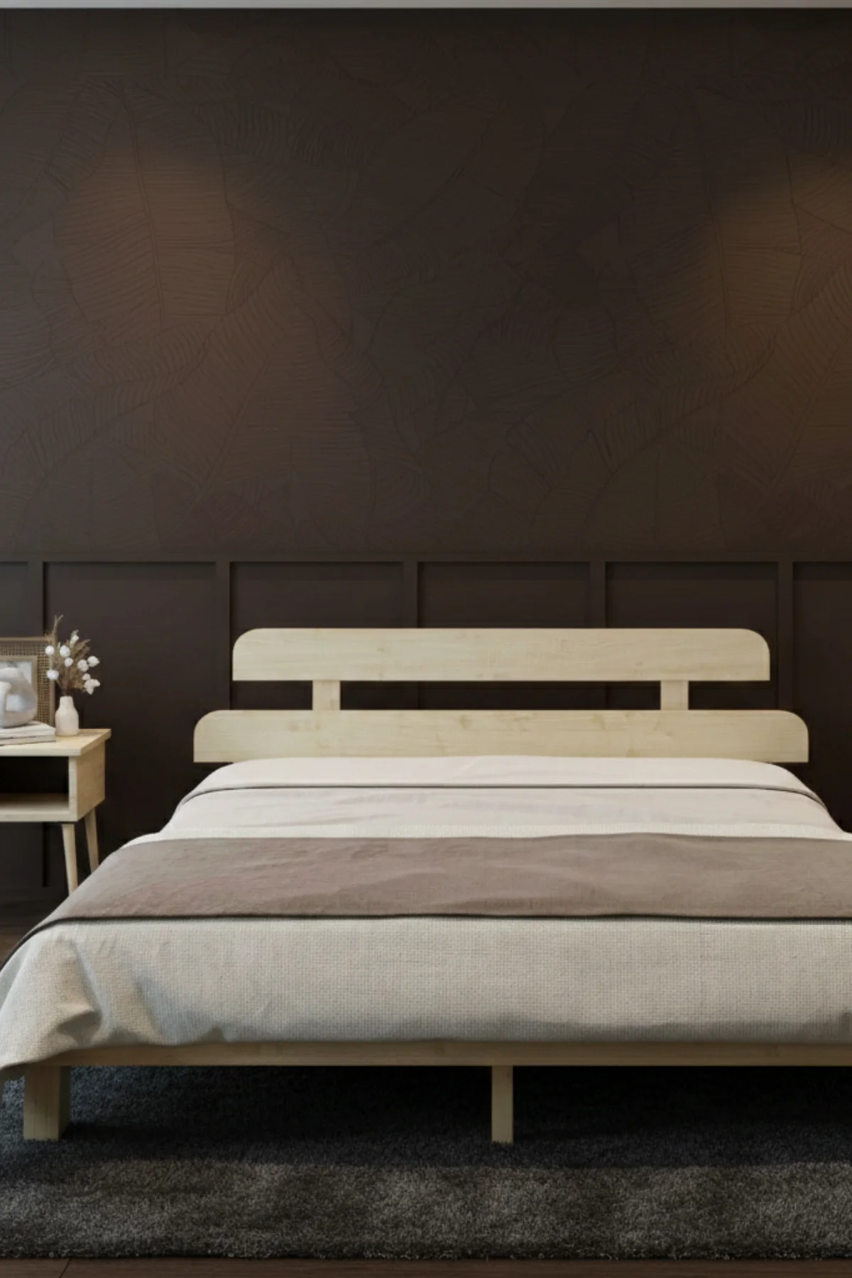 Lotus Modern Ahşap Karyola - Özel Tasarım 2'li Başlık Detaylı Modern Masif Çam Karyola Fiyatı, Yorumları ve Özellikleri