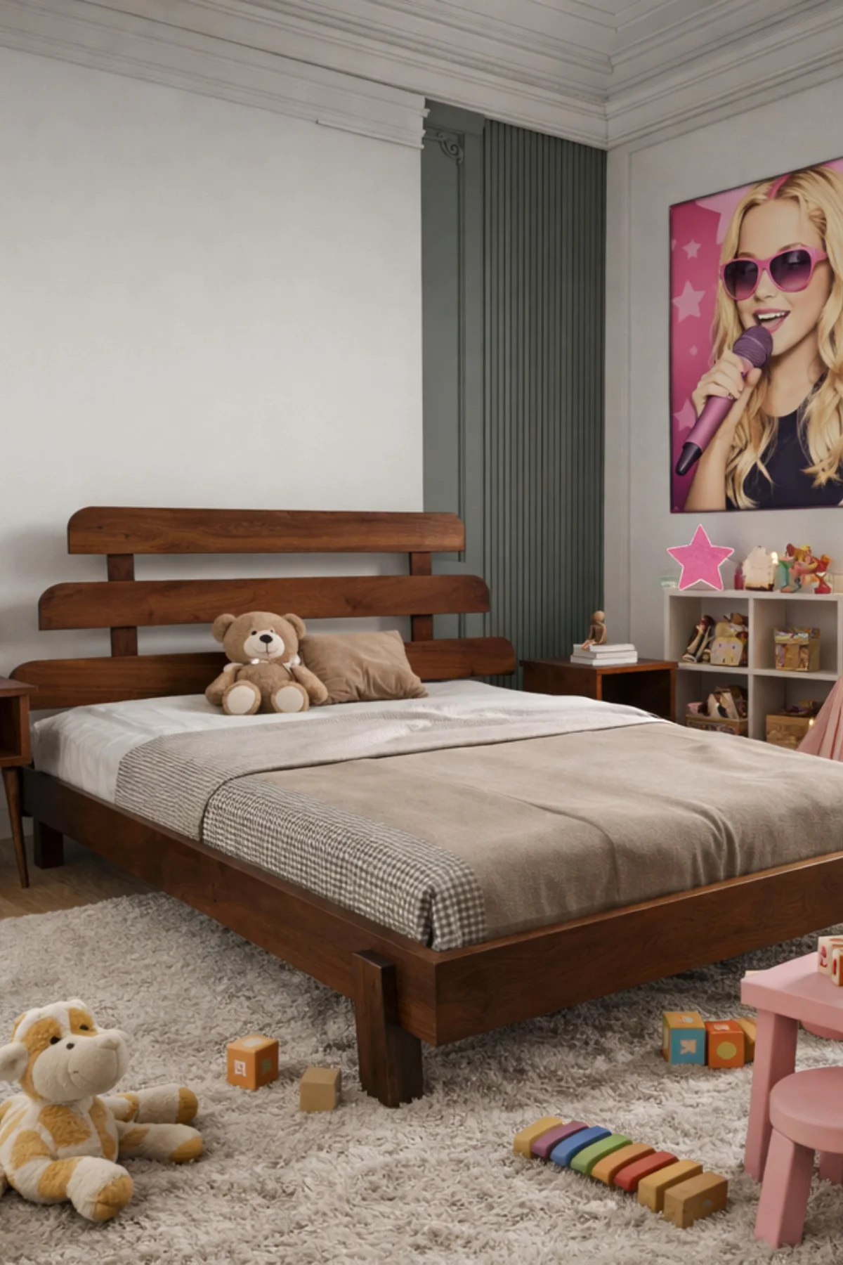 Lotus X New Modern Ahşap Karyola - Özel 3'lü Kademeli Başlık Bohem Tasarım Masif Ahşap Karyola Fiyatı, Yorumları ve Özellikleri