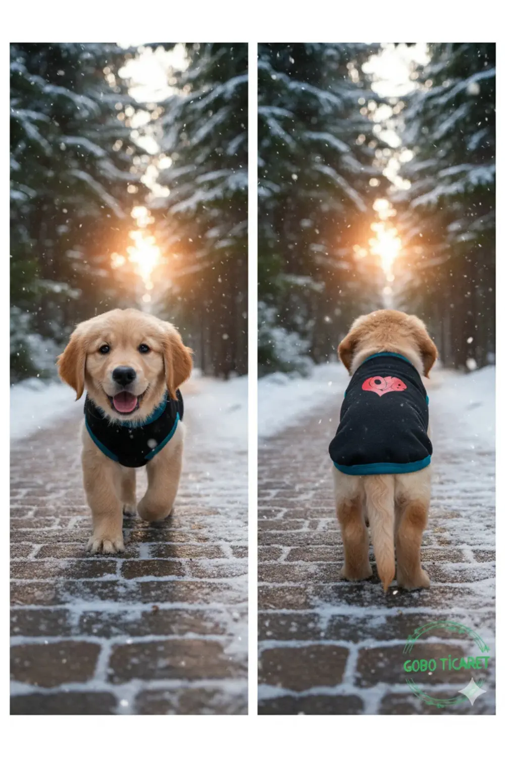 Love Desenli Kışlık Siyah Kedi Köpek Kıyafeti Elbisesi SMALL/S/Be