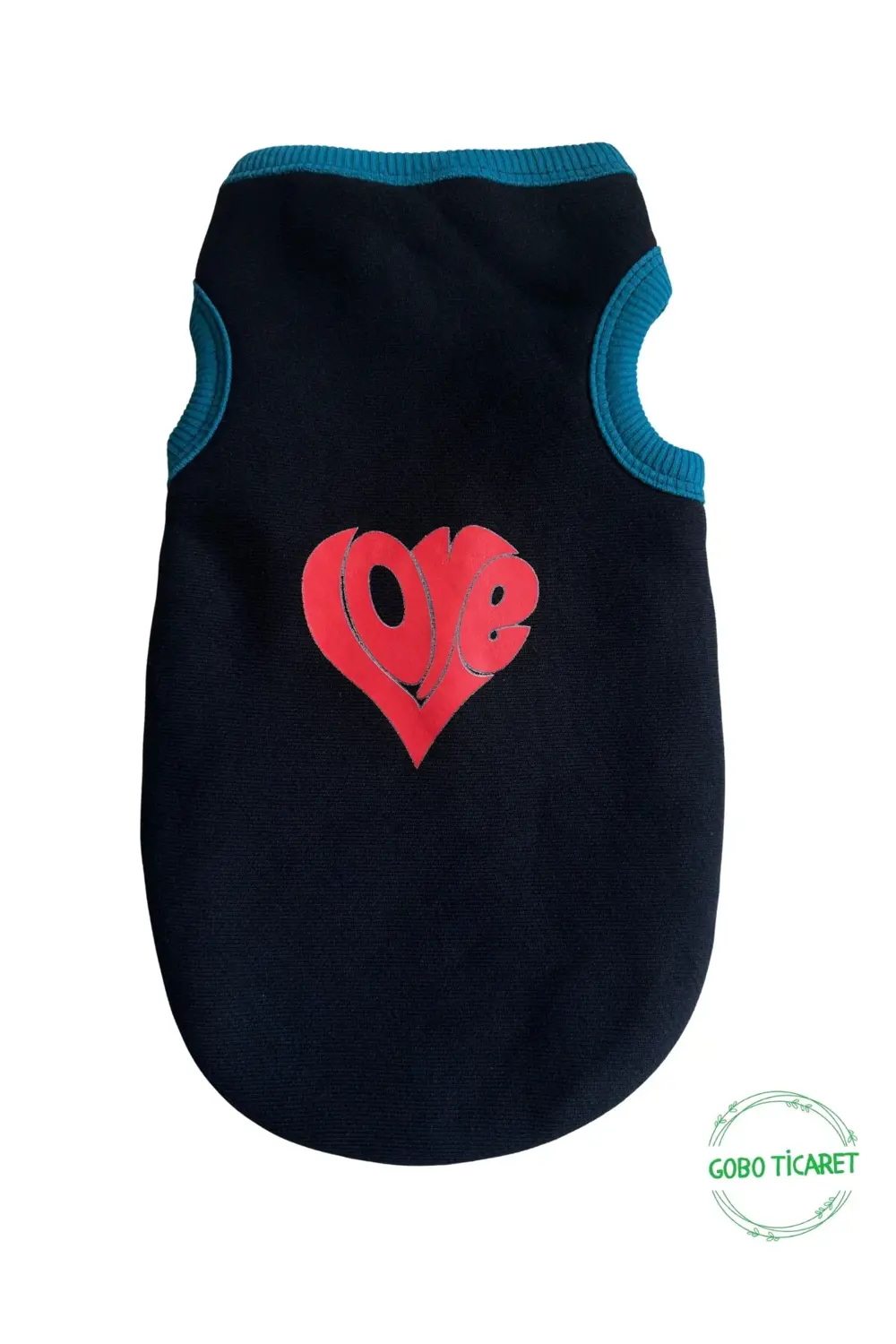 Love Desenli Kışlık Siyah Kedi Köpek Kıyafeti Elbisesi SMALL/S/Be