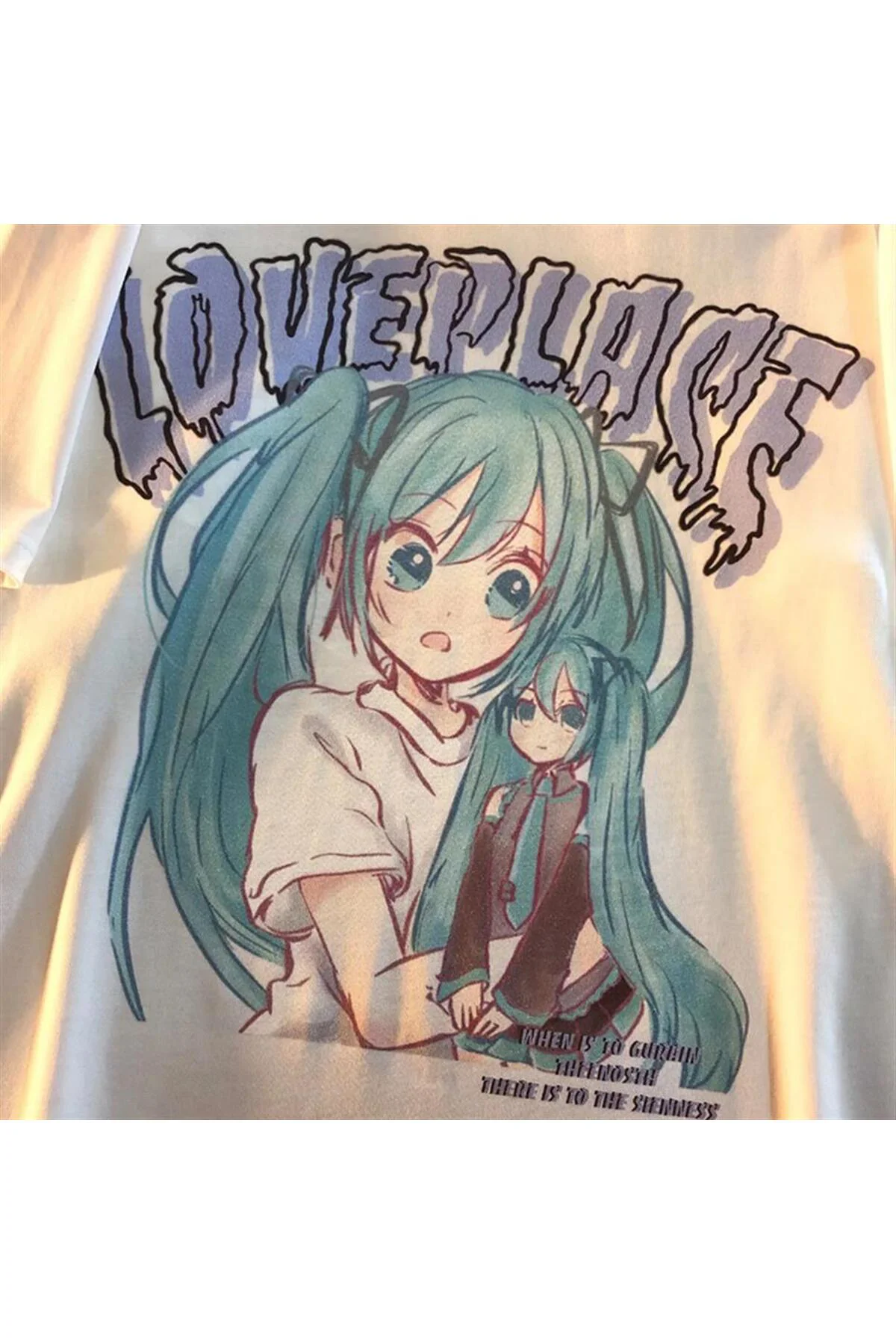 Love Place Hatsune Miku Beyaz Unisex Oversize T-shirt