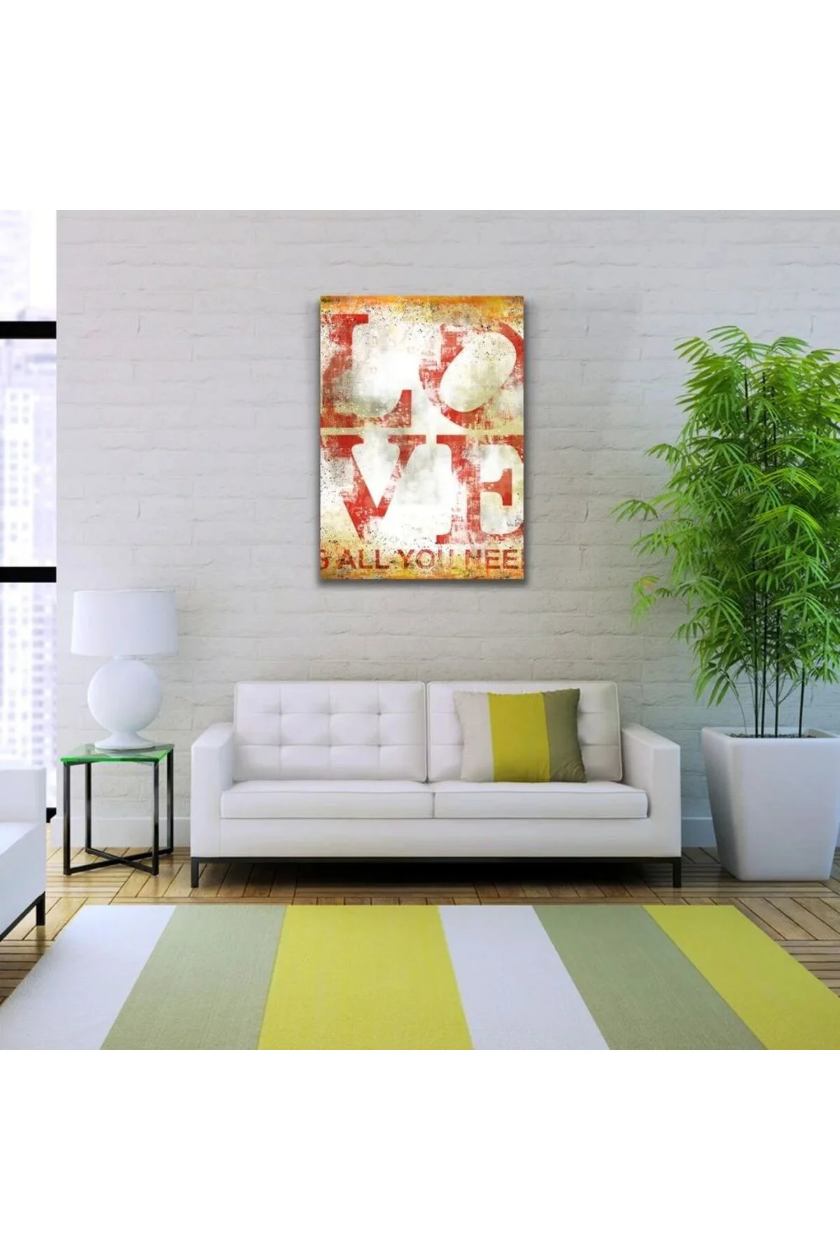 Love Poster Kırmızı Beyaz Tonlarda Kanvas Tablo 50 x 70