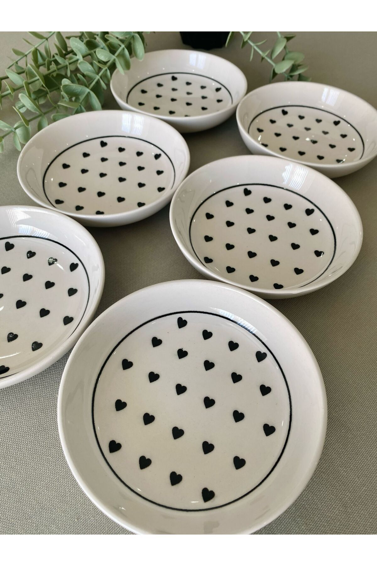 LOVE Siyah Kalp 6'lı Kase